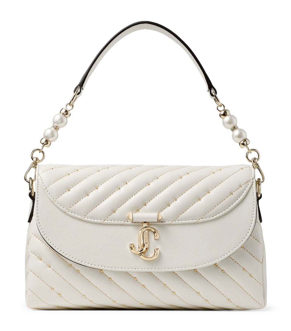 Jimmy Choo Leather Curve Top-Handle Bag Latte/shiny Gold