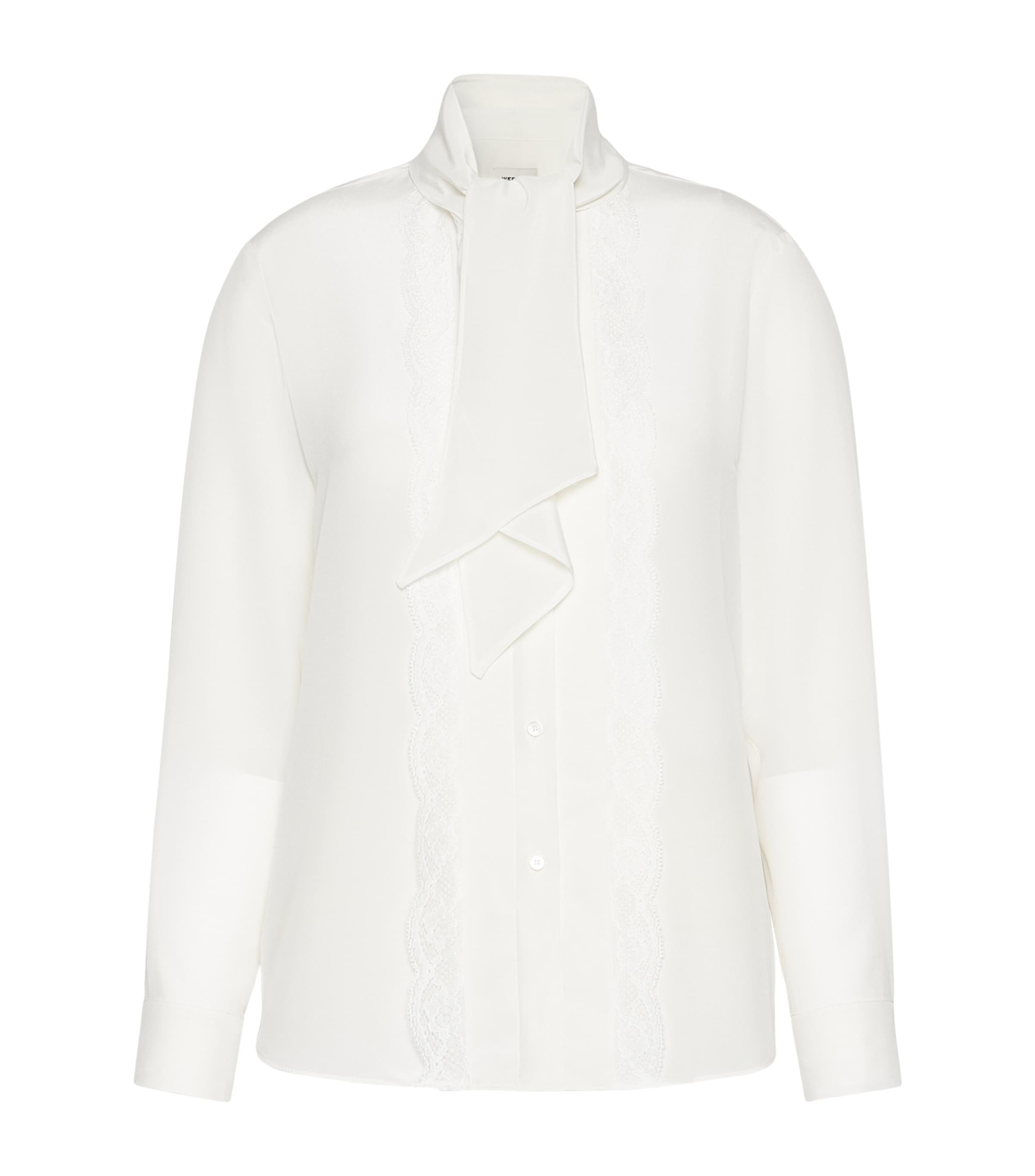 Weekend Max Mara Womens Silk Pussybow Shirt Optical White