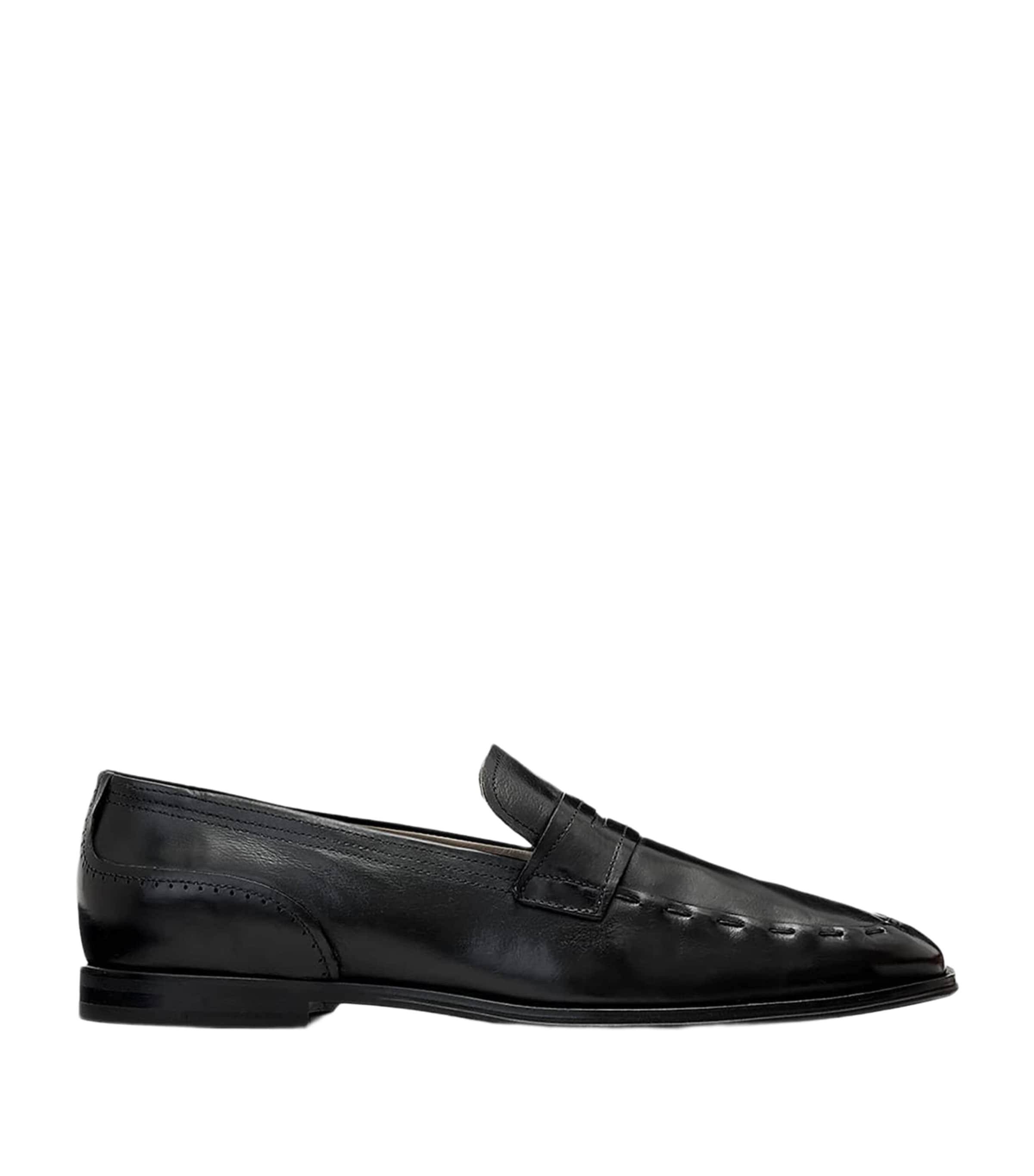 AllSaints Leather Jules Stitch Loafers Black
