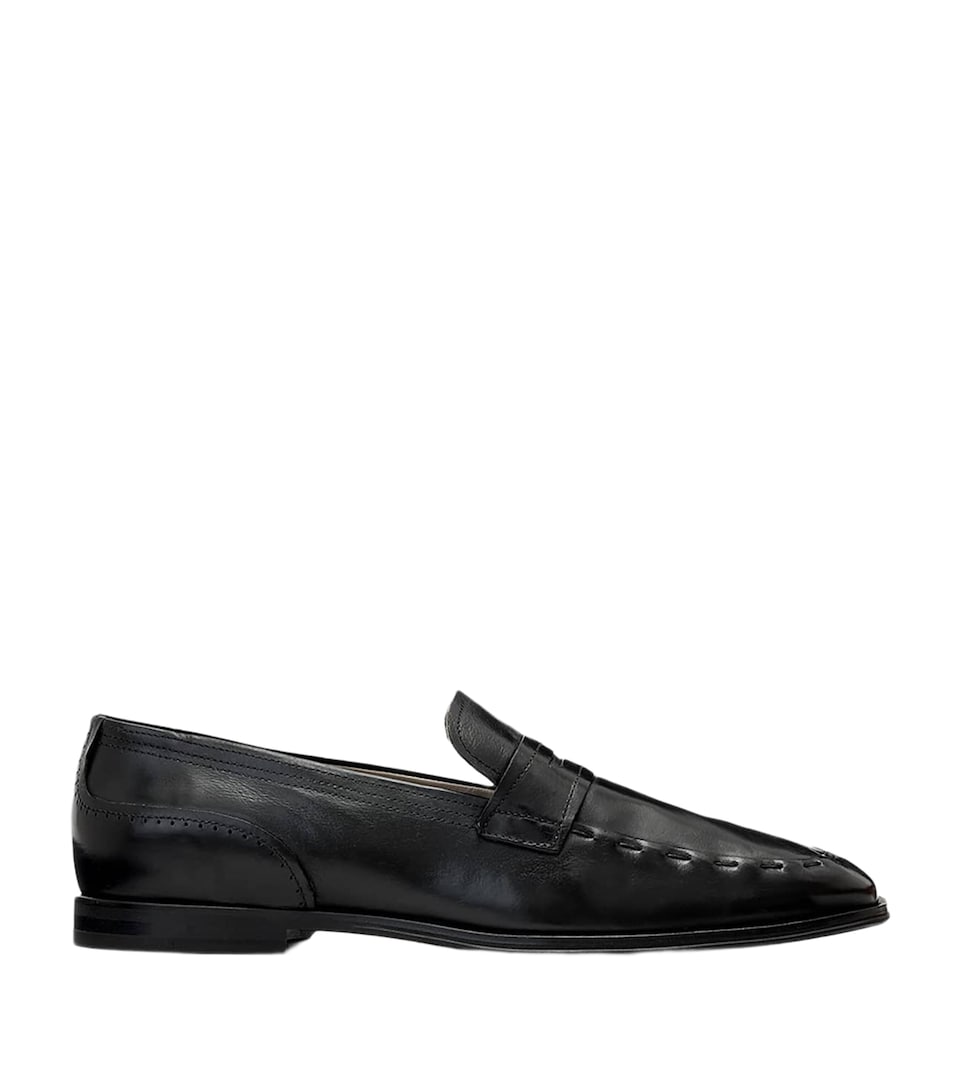 AllSaints Leather Jules Stitch Loafers Black
