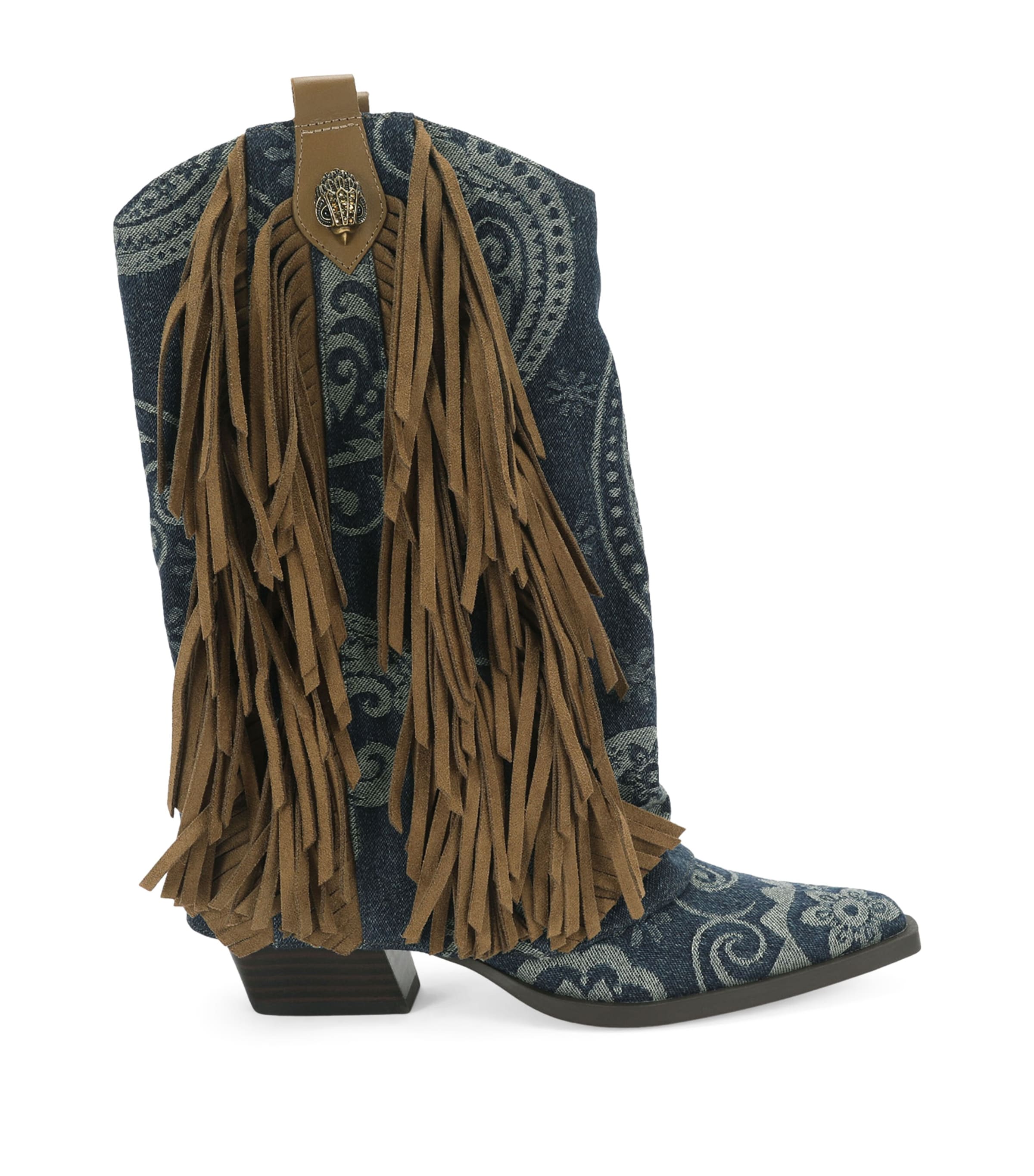 Kurt Geiger London Gaiter Fringe Cowboy Boots Blue/pal.c