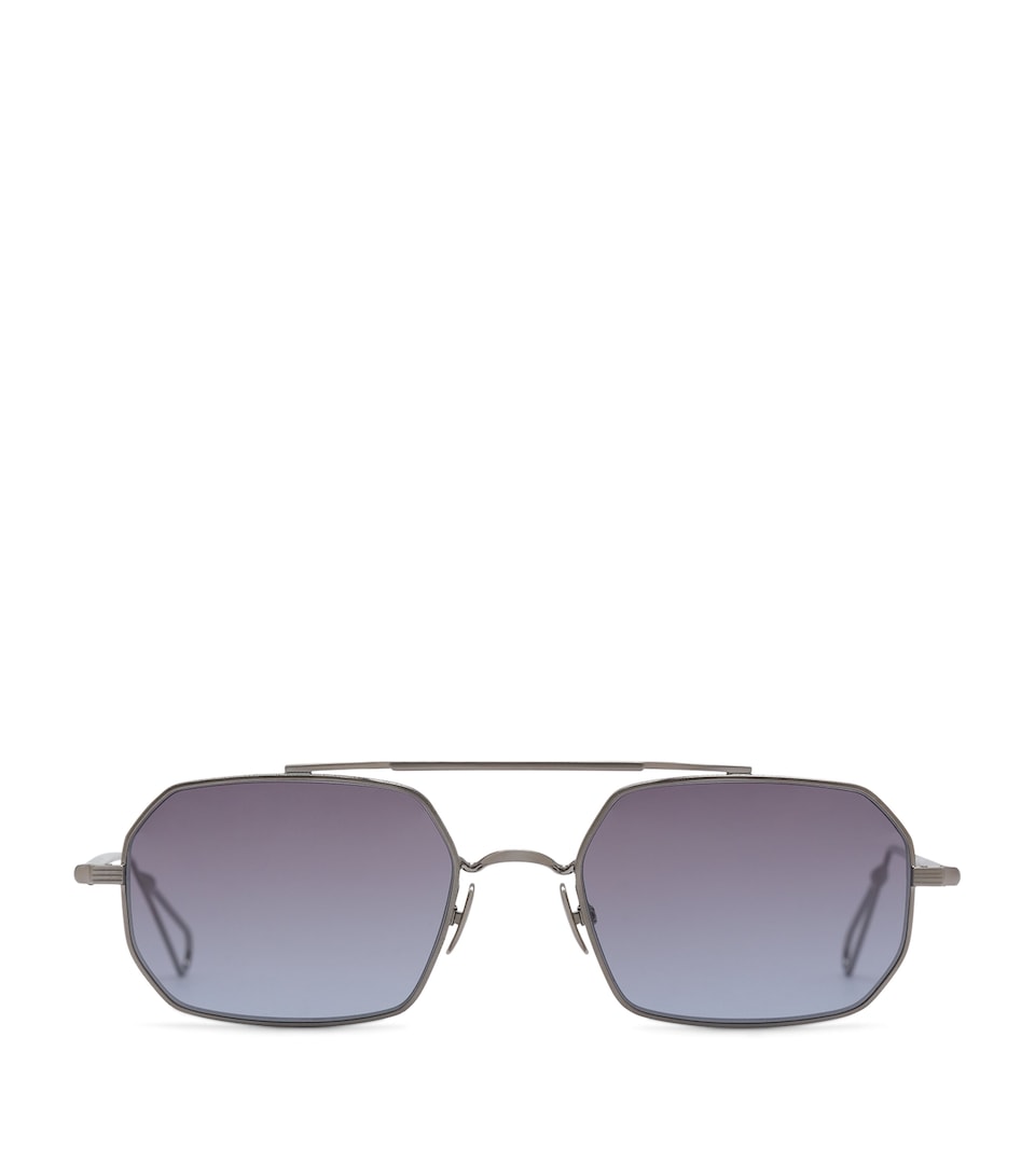YOKE Clovis Ruthenium Rectangle Sunglasses Ruthenium/ Blu Grad