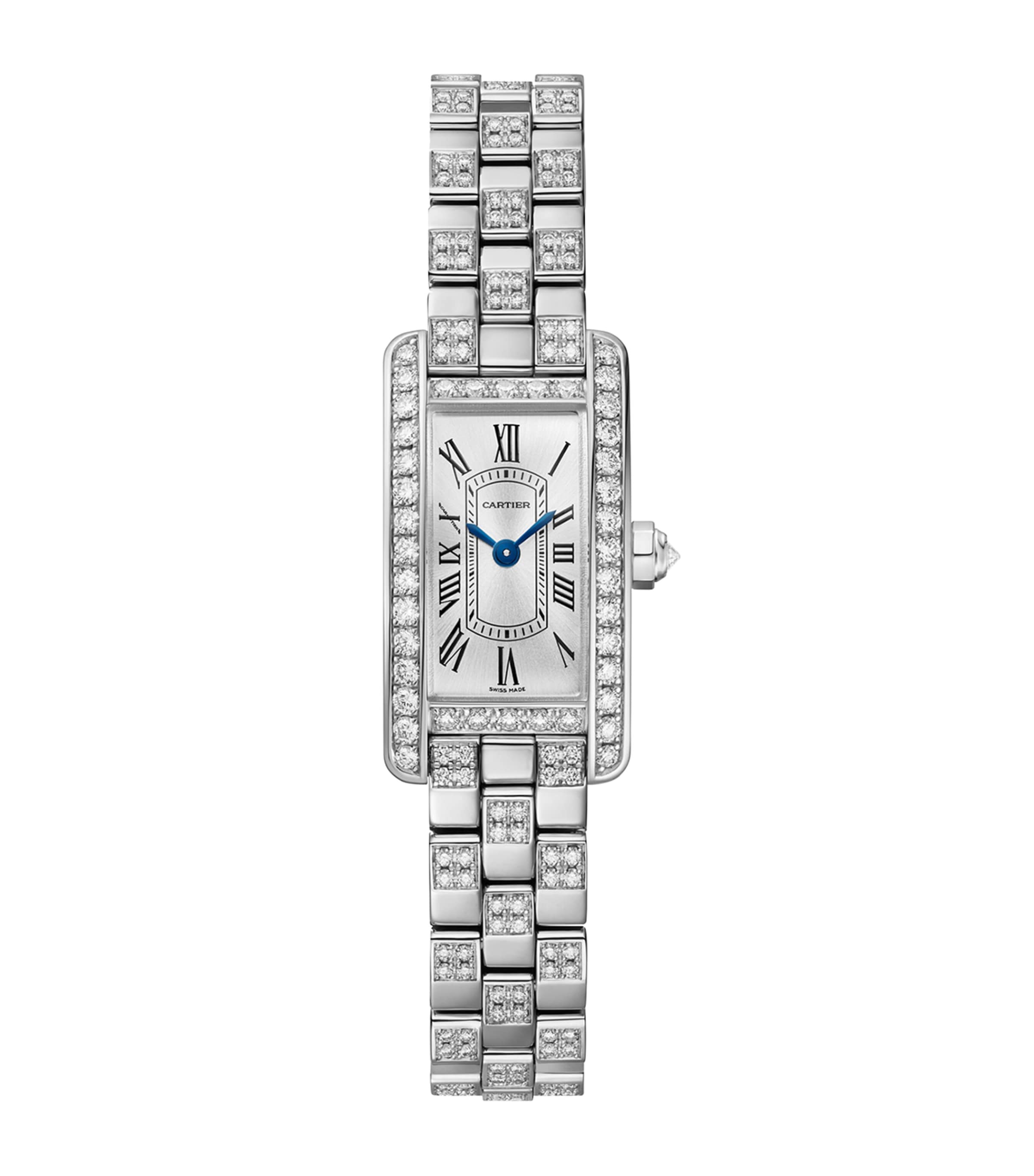 Mini White Gold and Diamond Tank Américaine Watch 15.2mm