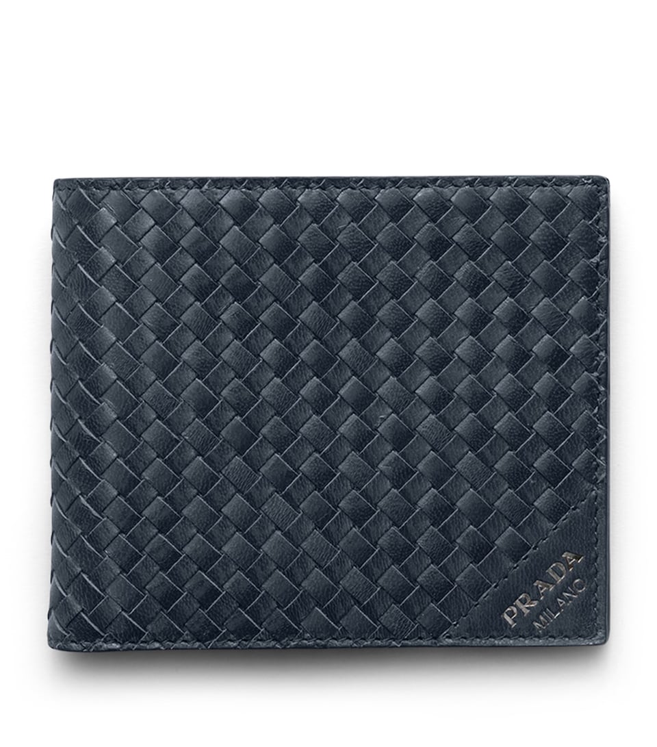 Prada Leather Woven Wallet Blue