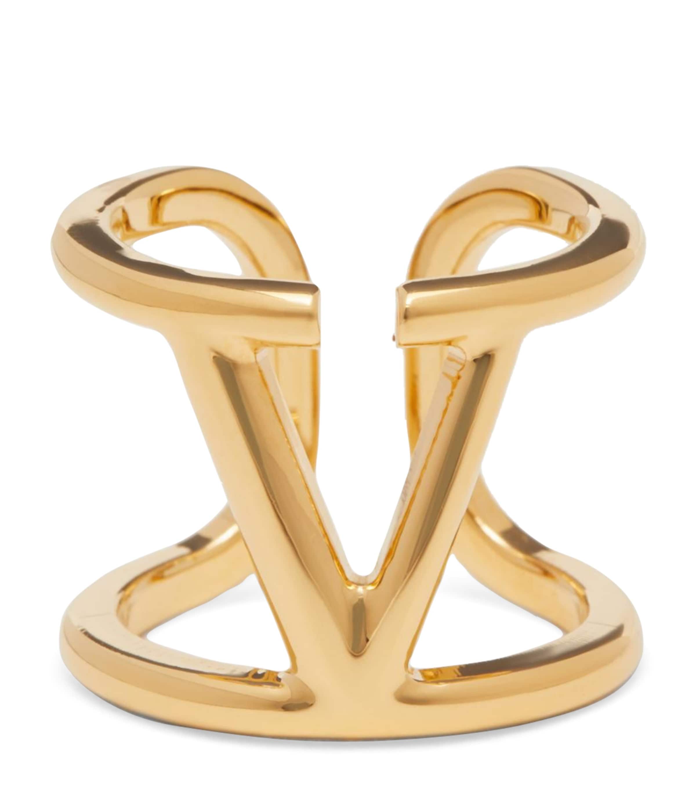 Valentino Garavani Gold-Tone VLogo Signature Ring | Harrods US