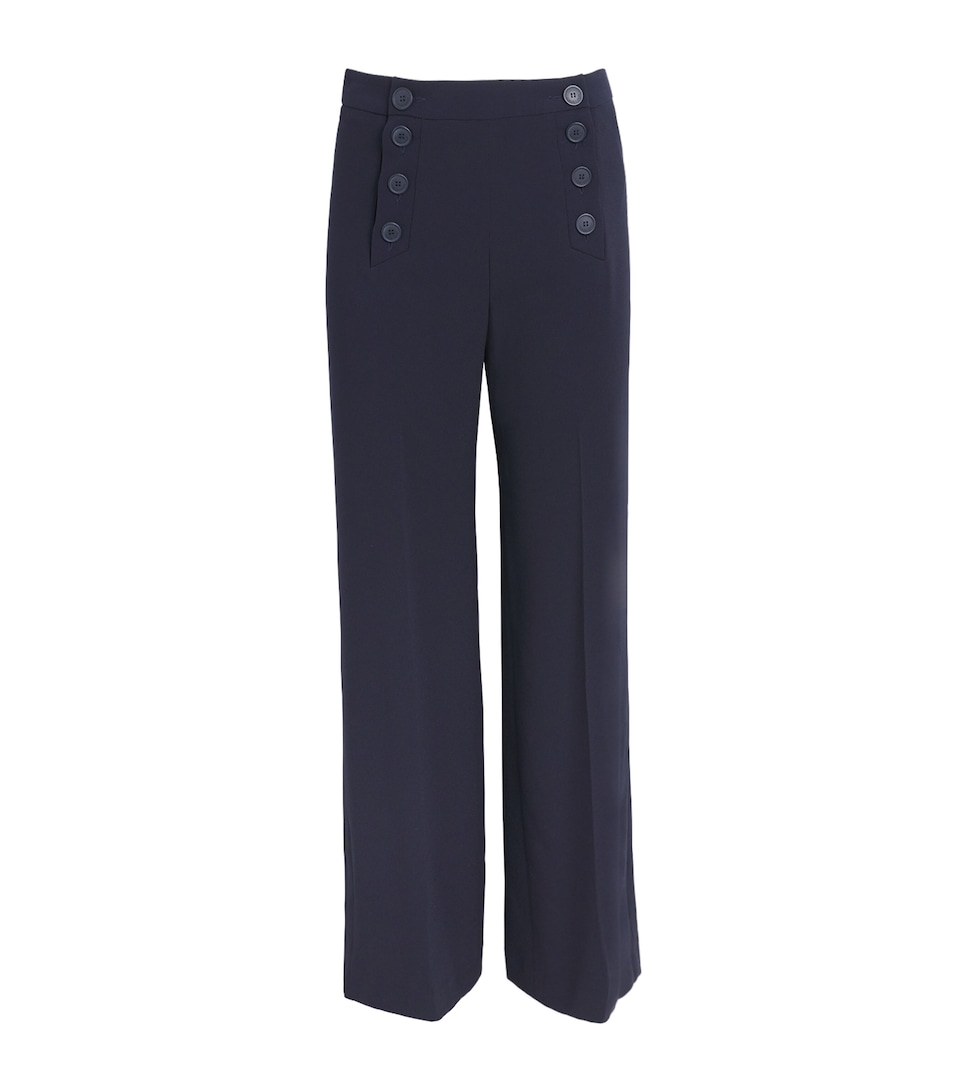 Claudie Pierlot Womens Sailor Wide-Leg Trousers Navy