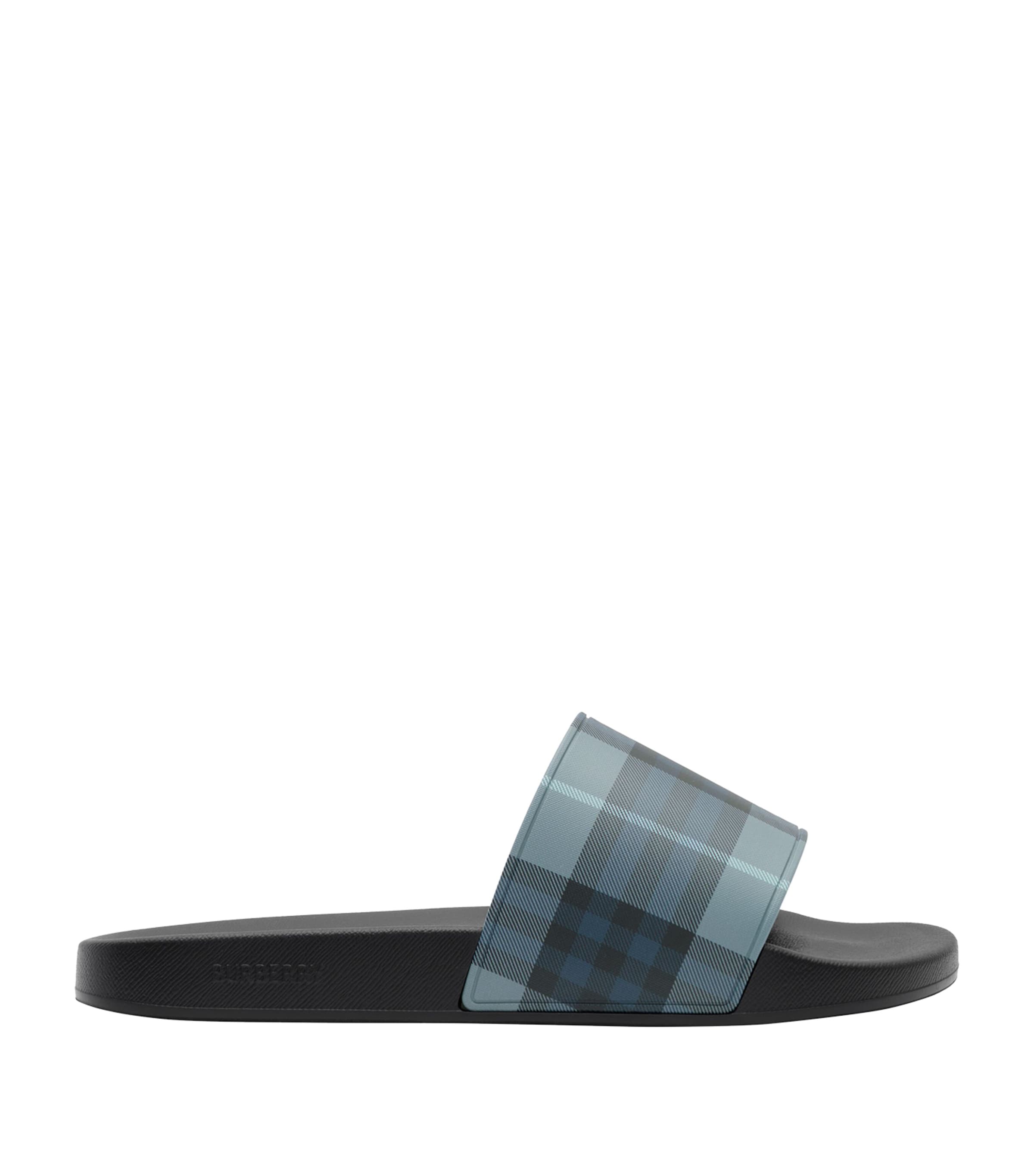 Burberry Check Slides Arctic Blue Ip Check