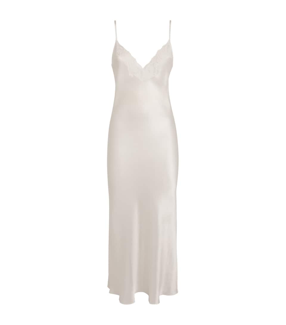 Silk Lace-Trim In My Boudoir Long Nightdress