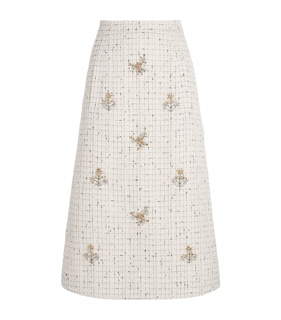 Huishan Zhang Womens Tweed Evelina Midi Skirt White