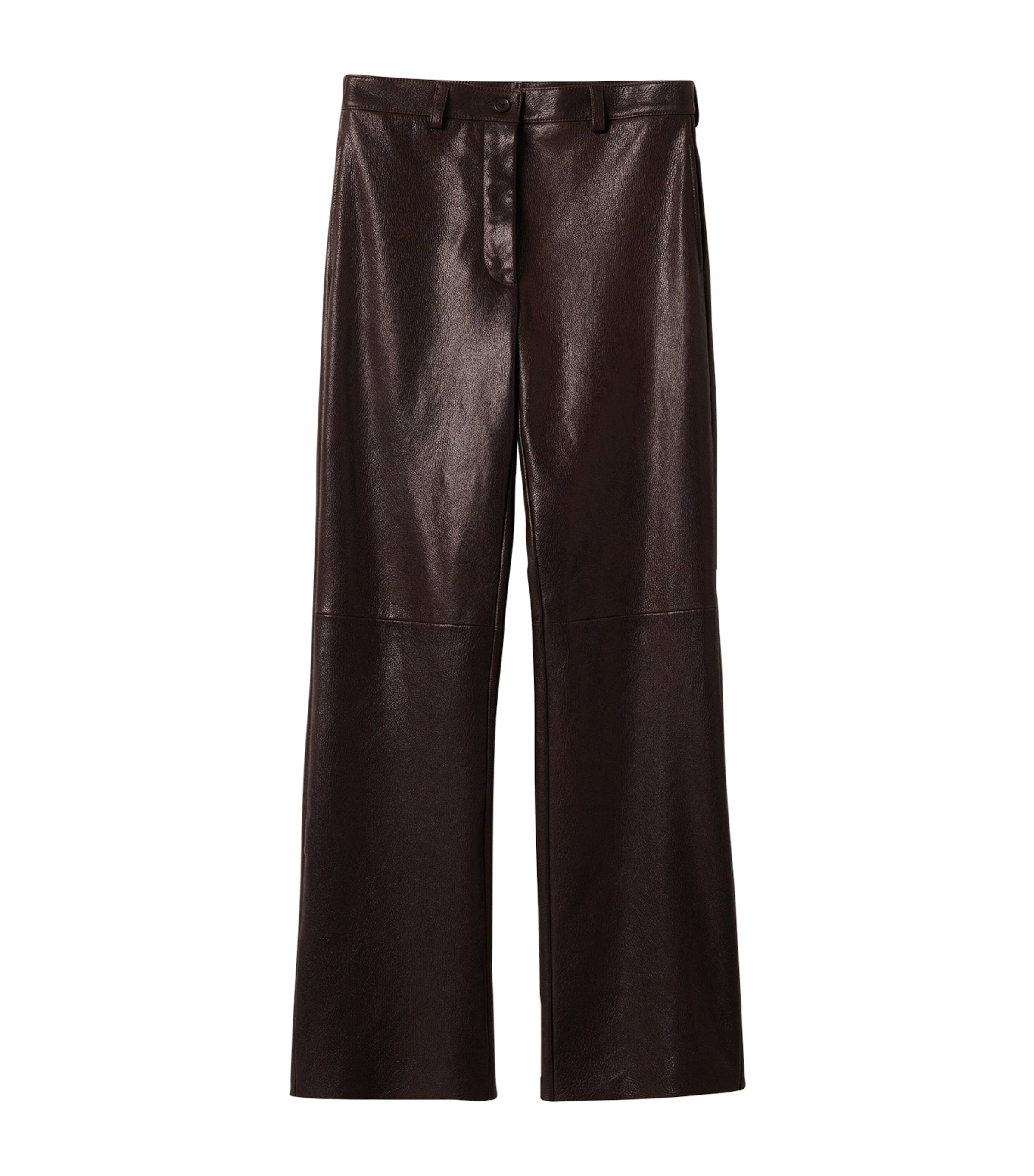 Miu Miu Womens Leather Trousers Brown