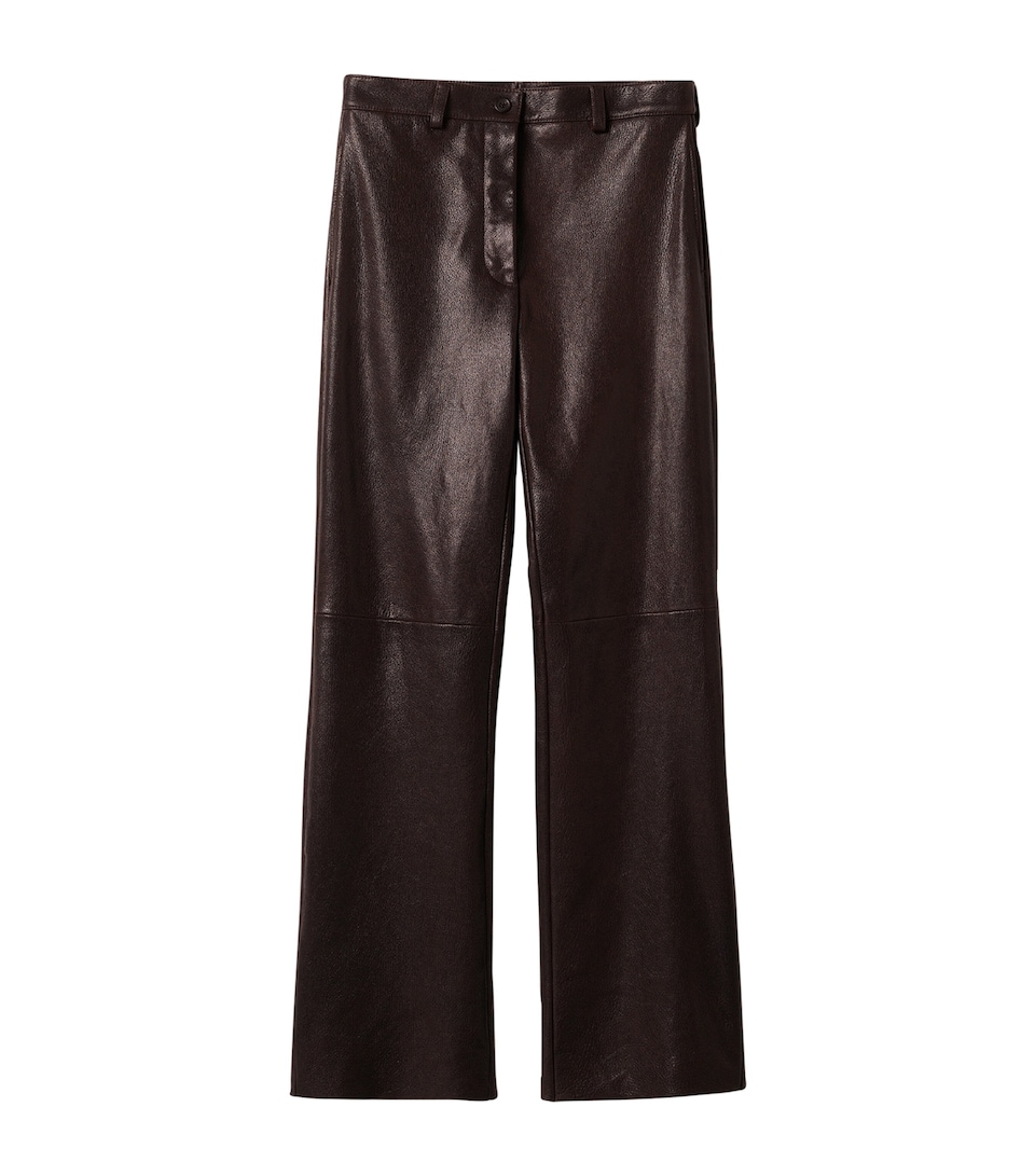 Miu Miu Womens Leather Trousers Brown