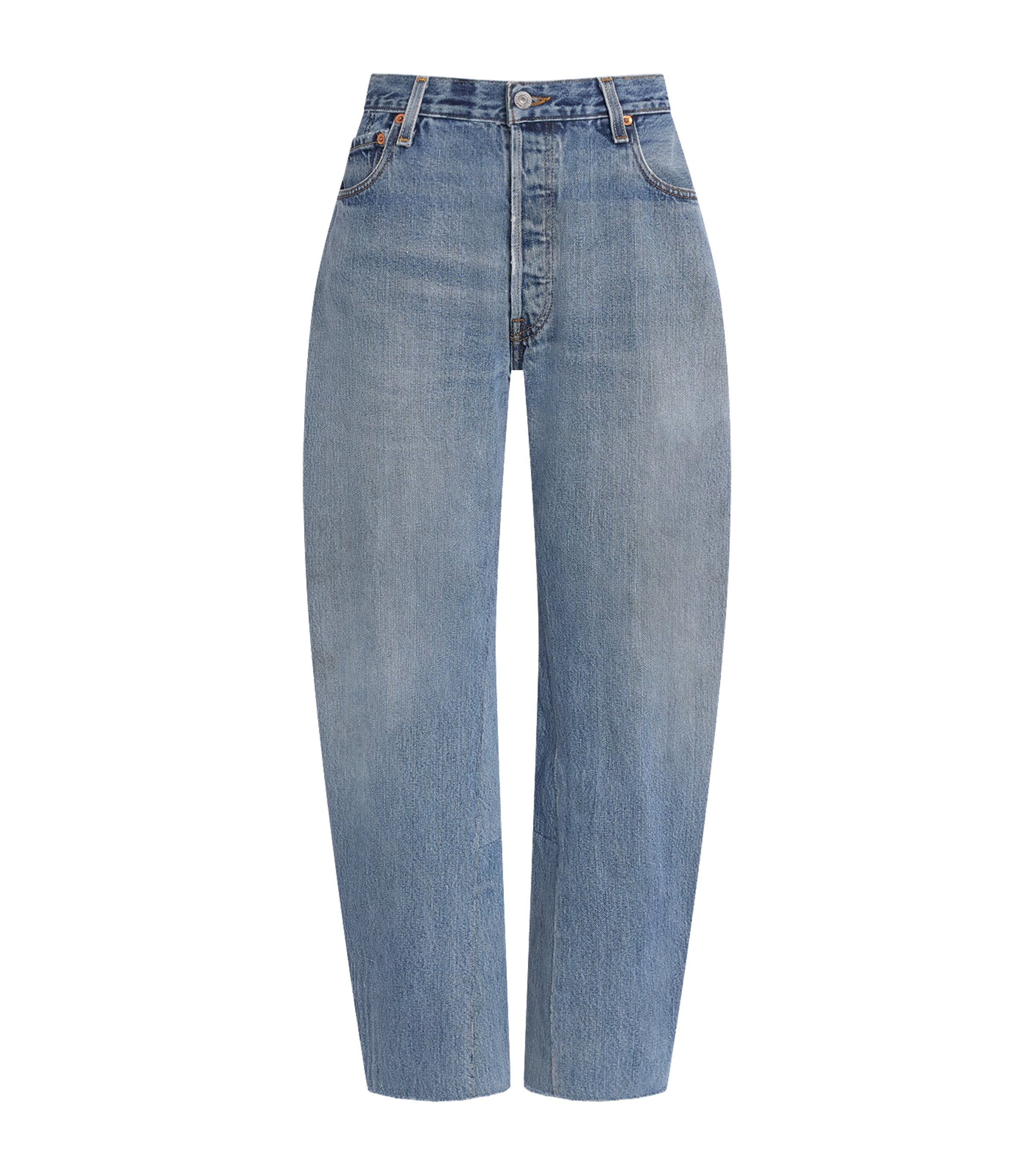 Re-Done Womens Nico Mid-Rise Barrel-Leg Jeans Indigo