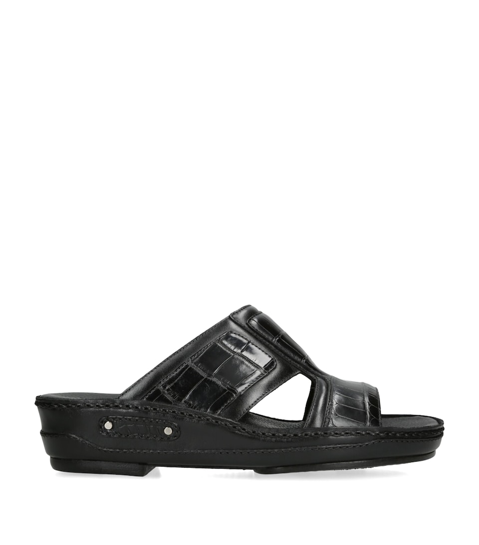 Brotini Alligator Leather Anticato Sandals Black