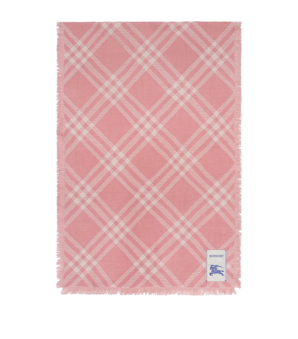 Burberry Wool-Silk Check Scarf Sugar Pink