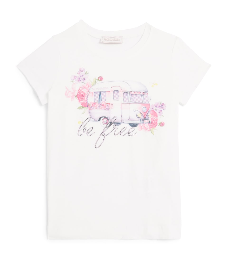 Monnalisa Stretch-Cotton Camper T-Shirt (2-12 Years) Optical White