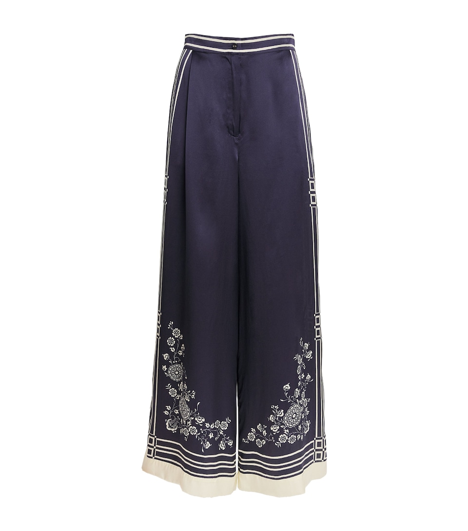 ALEMAIS Womens Silk Banderra Trousers Ink