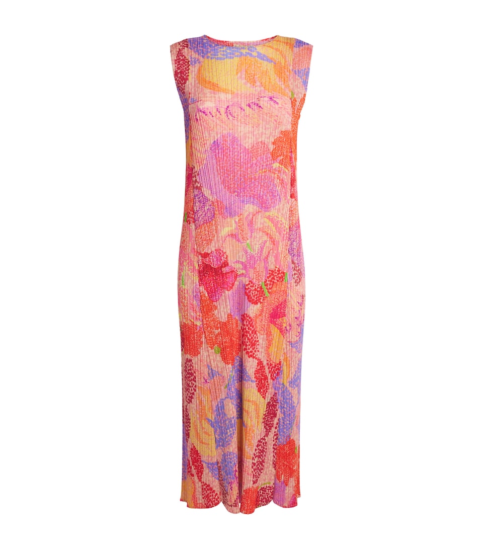 Pleats Please Issey Miyake Womens Pleated Foggy Forest Midi Dress Pink