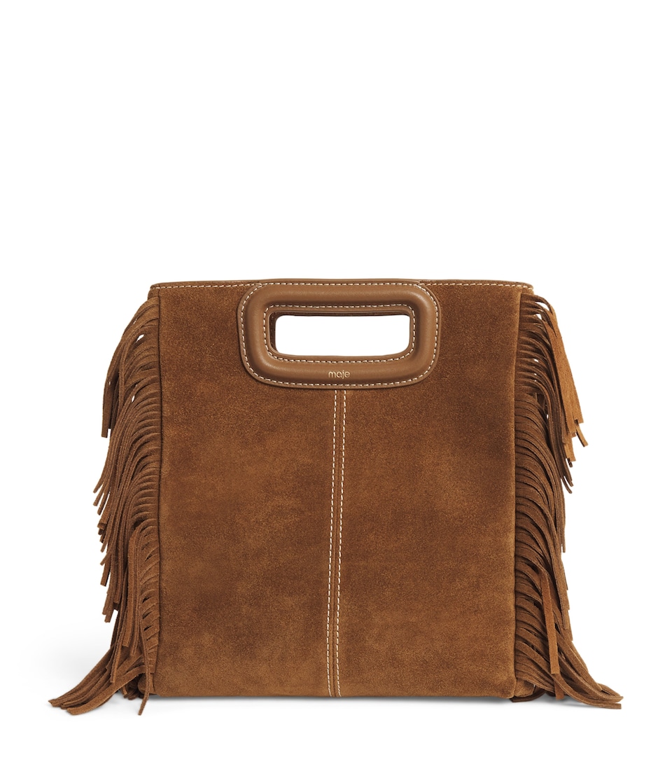 Suede Fringed M Top-Handle Bag