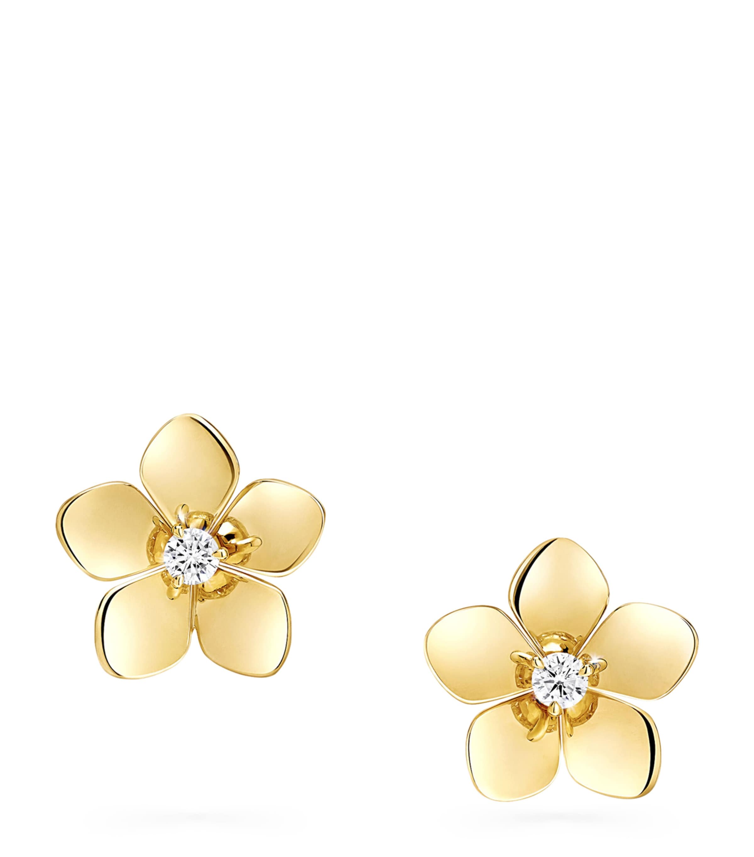Mini Yellow Gold and Diamond Wild Flower Earrings