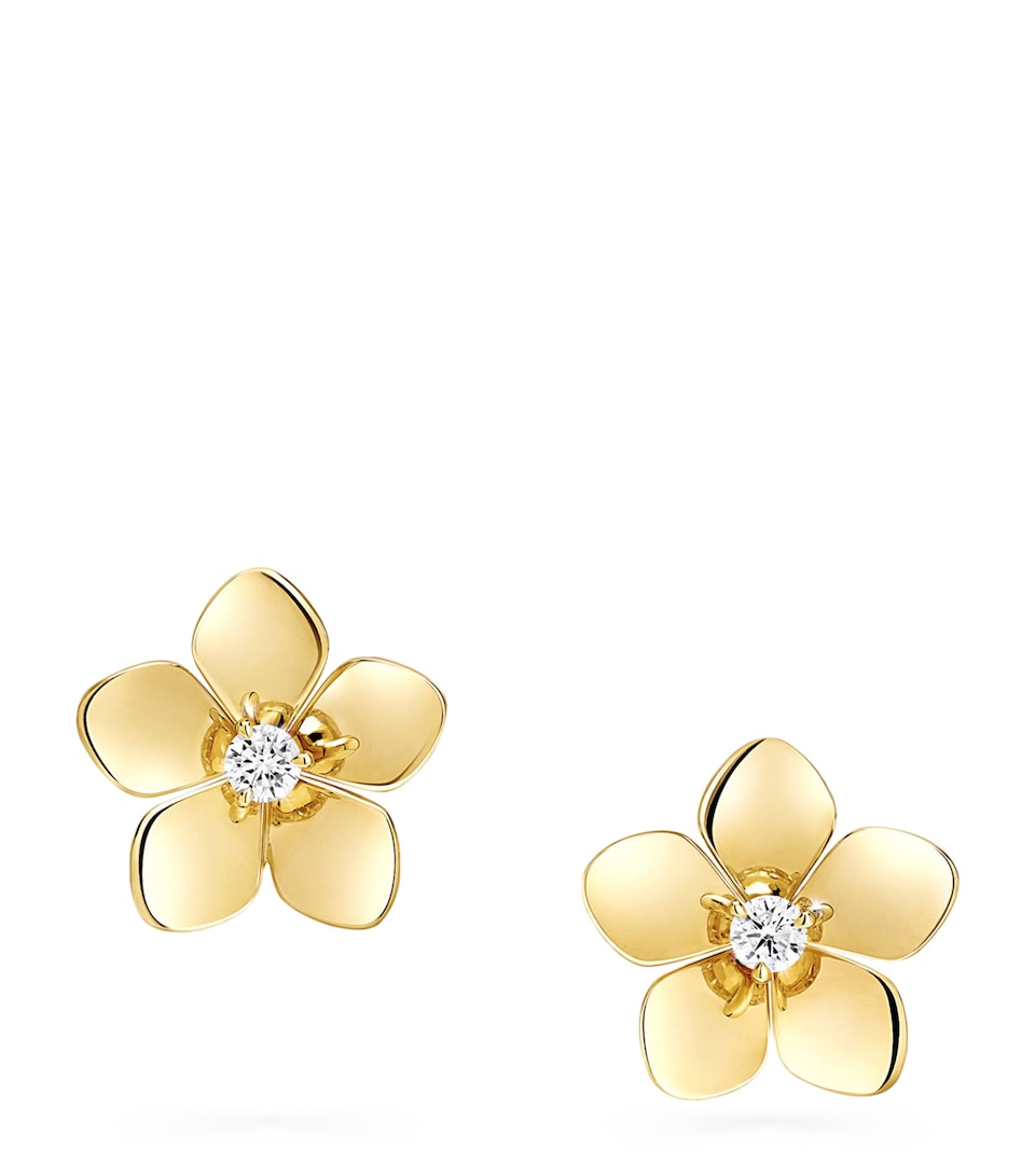 Mini Yellow Gold and Diamond Wild Flower Earrings