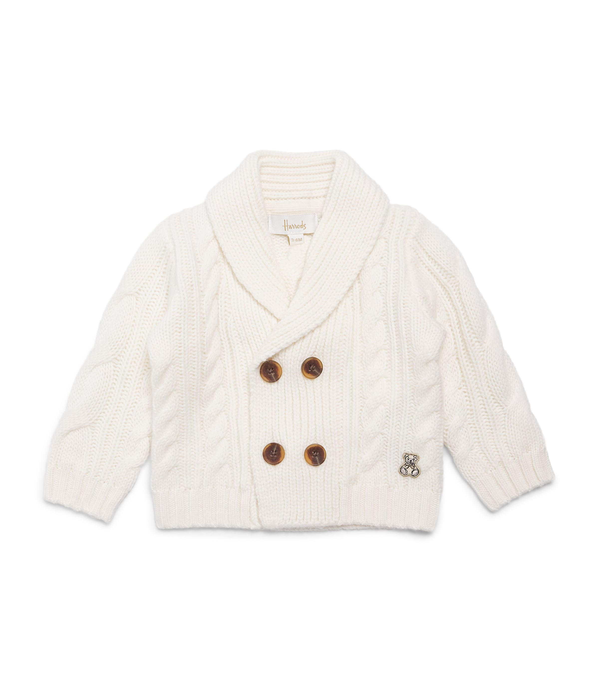 Harrods Wool Cable-Knit Cardigan (2-8 Years) Oatmeal