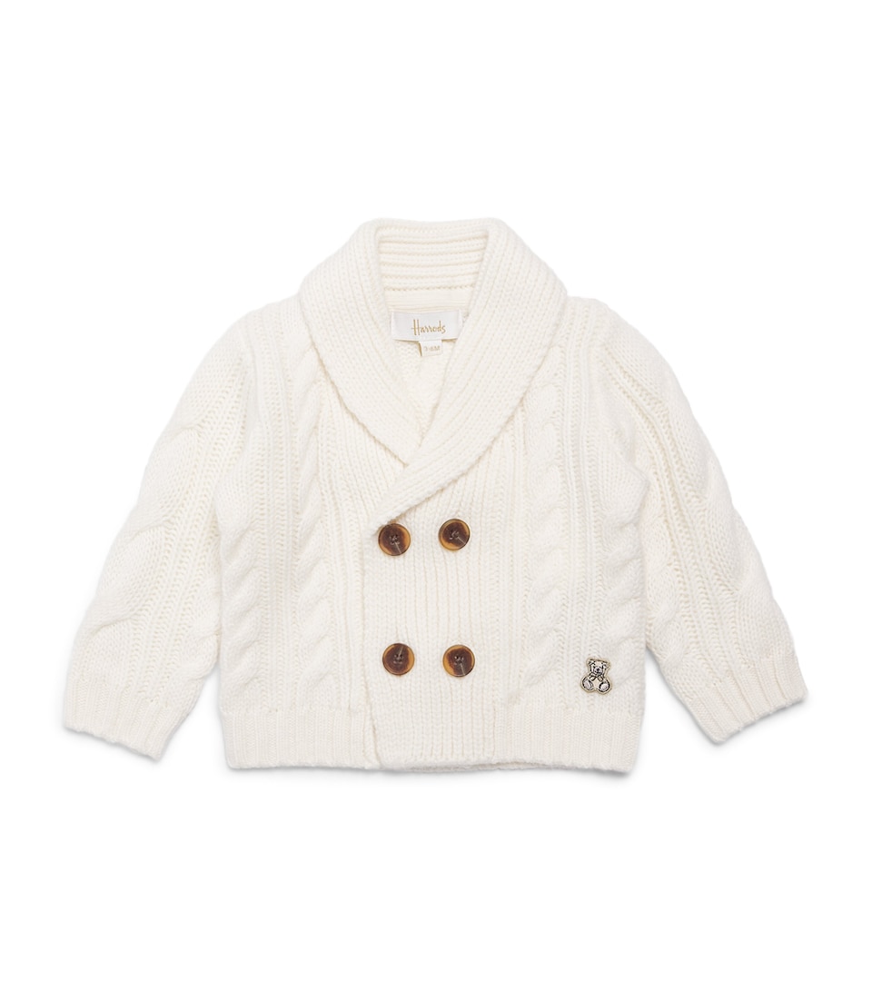 Harrods Wool Cable-Knit Cardigan (2-8 Years) Oatmeal