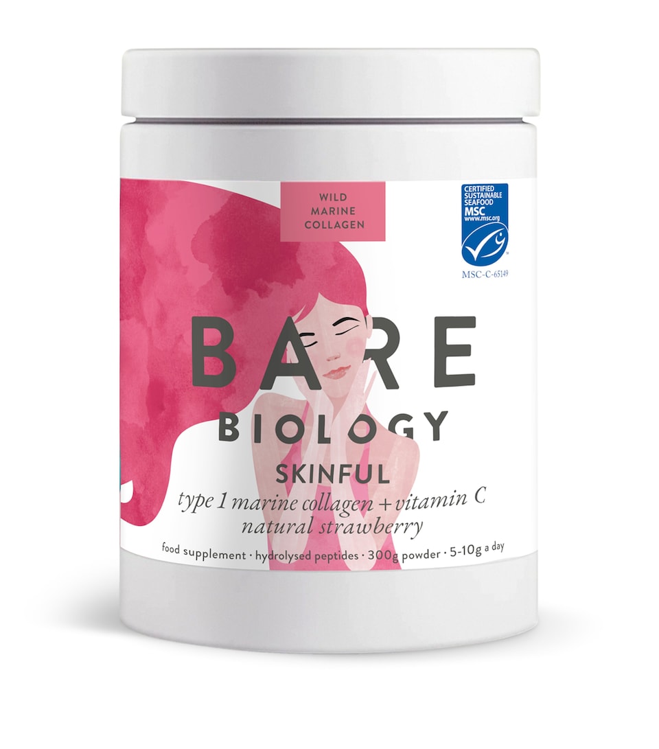 Bare Biology Skinful + Vitamin C (Strawberry) Marine Collagen Powder (300g)