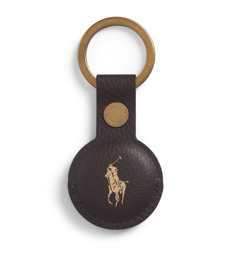Polo Ralph Lauren Leather Polo Pony AirTag Key Fob Dark Brown