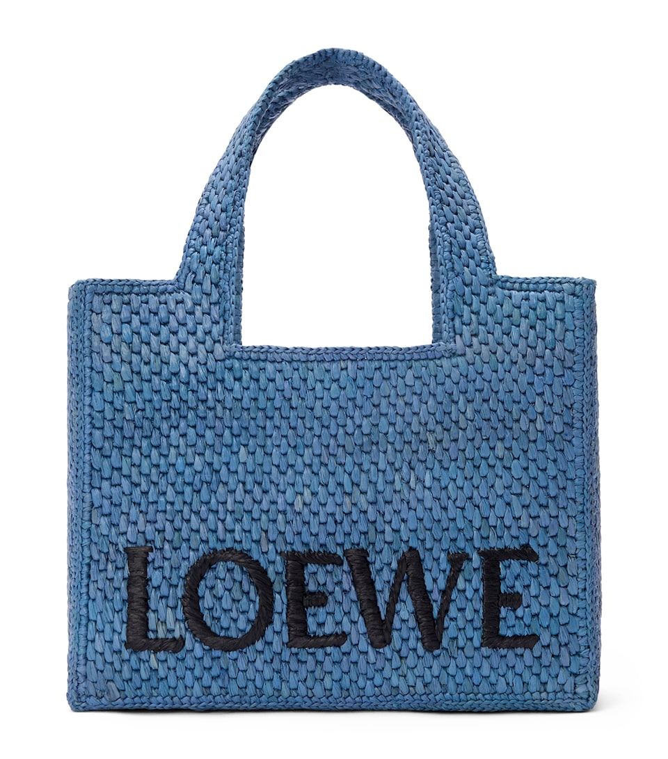 x Paula's Ibiza Small Raffia Font Tote Bag