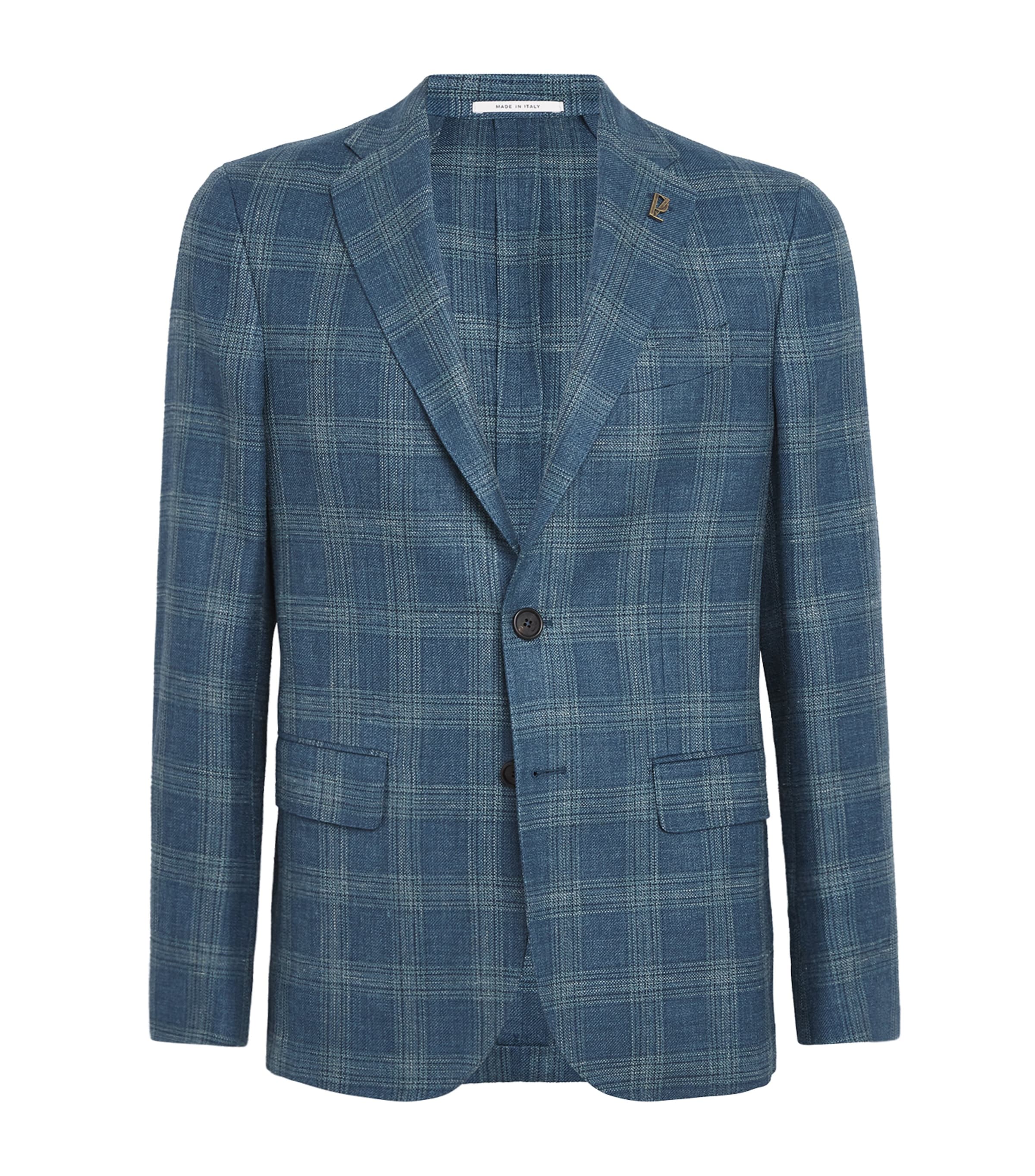 Silk-Linen-Wool Check Blazer
