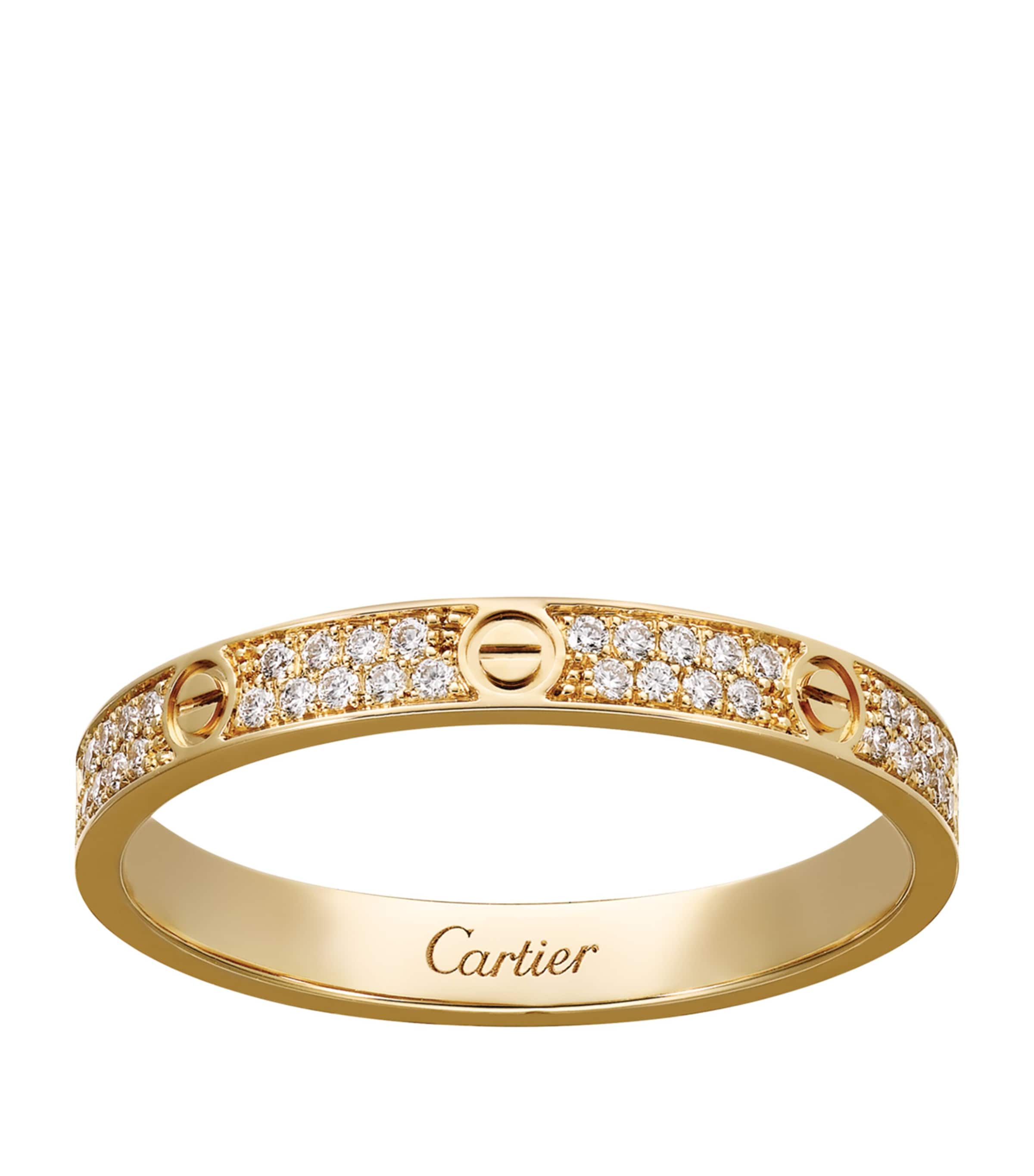 Small Yellow Gold and Diamond LOVE Ring