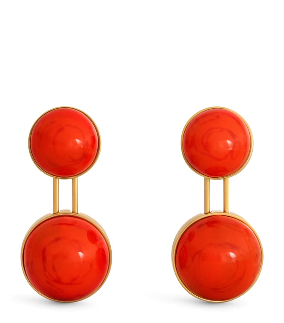 Alaïa Small Sphere Pendant Drop Earrings Orange