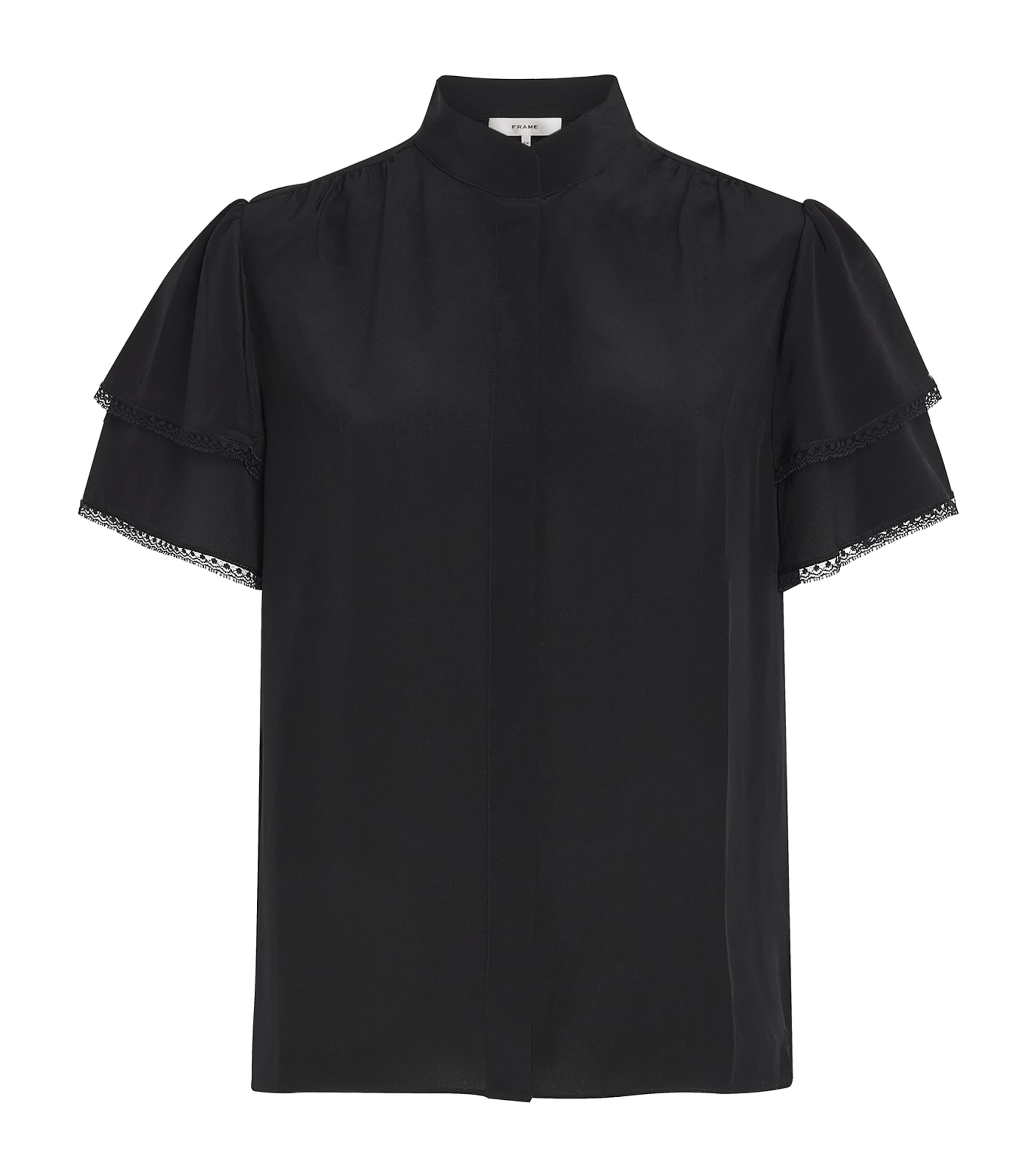 FRAME Womens Silk The Arcadia Blouse Black