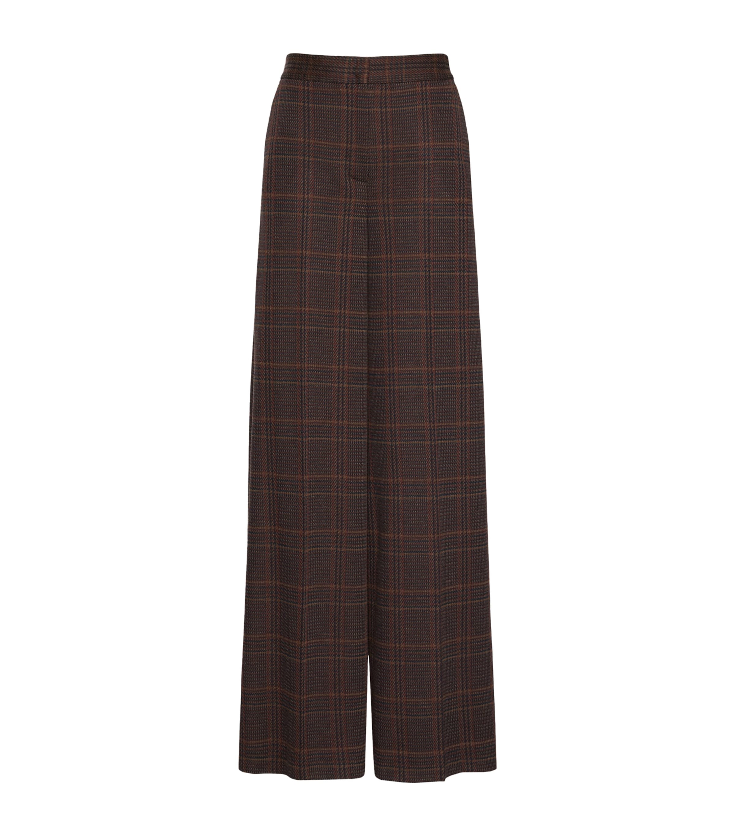 Max Mara Womens Virgin Wool-Cotton Trousers Brown Bordeaux