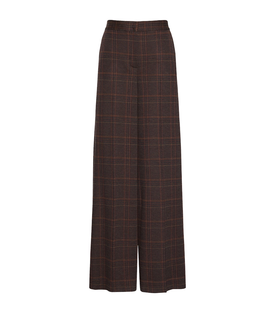 Max Mara Womens Virgin Wool-Cotton Trousers Brown Bordeaux