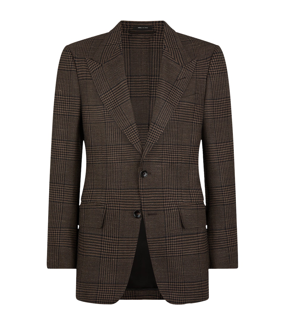 Wool-Blend Check Shelton Blazer
