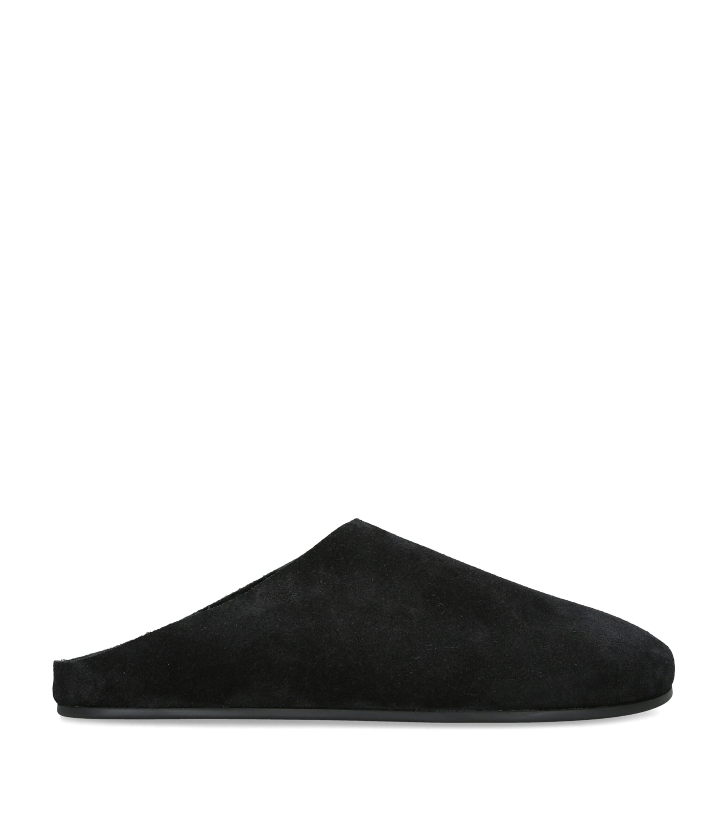 The Row Hudson Suede Slides Black