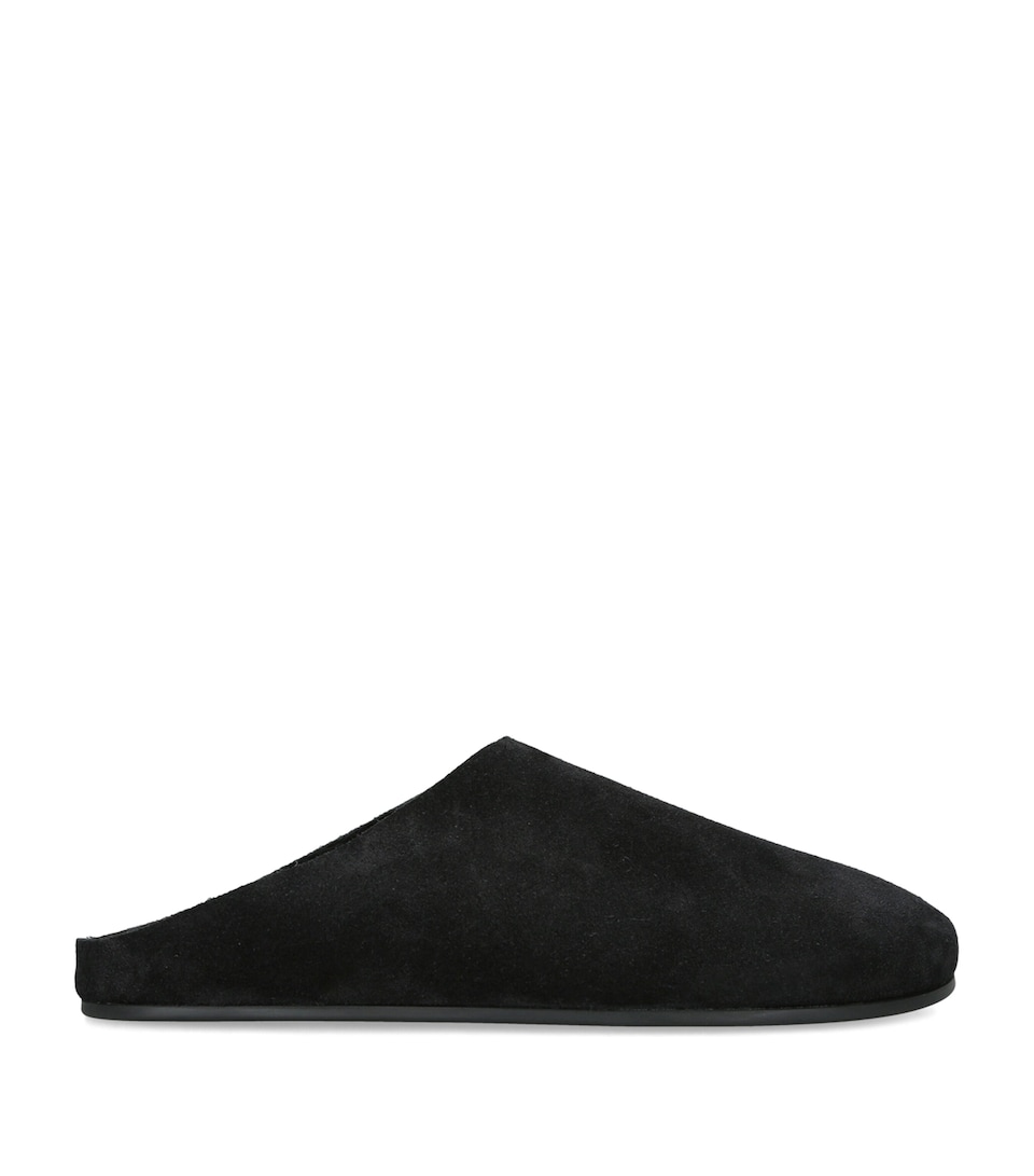 The Row Hudson Suede Slides Black