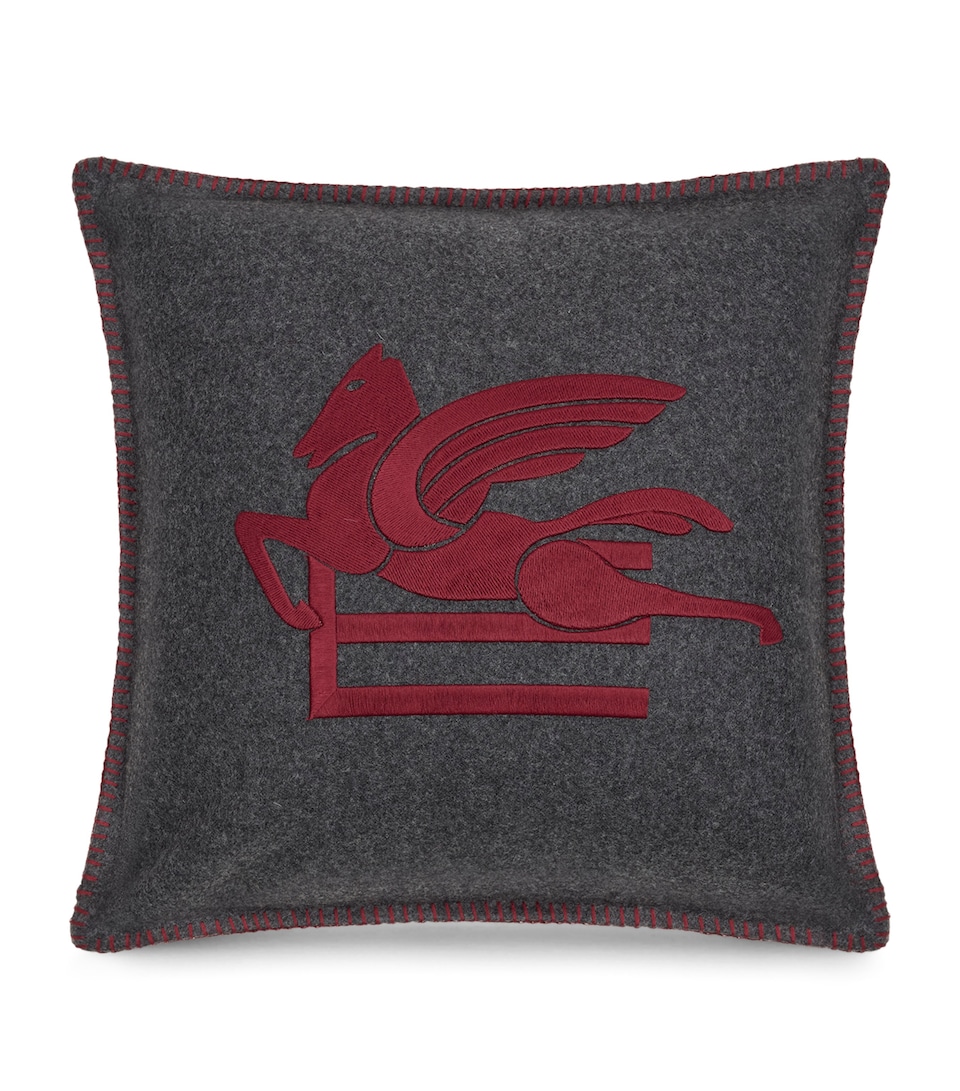Wool-Blend Embroidered Ribot Cushion (45cm x 45cm)