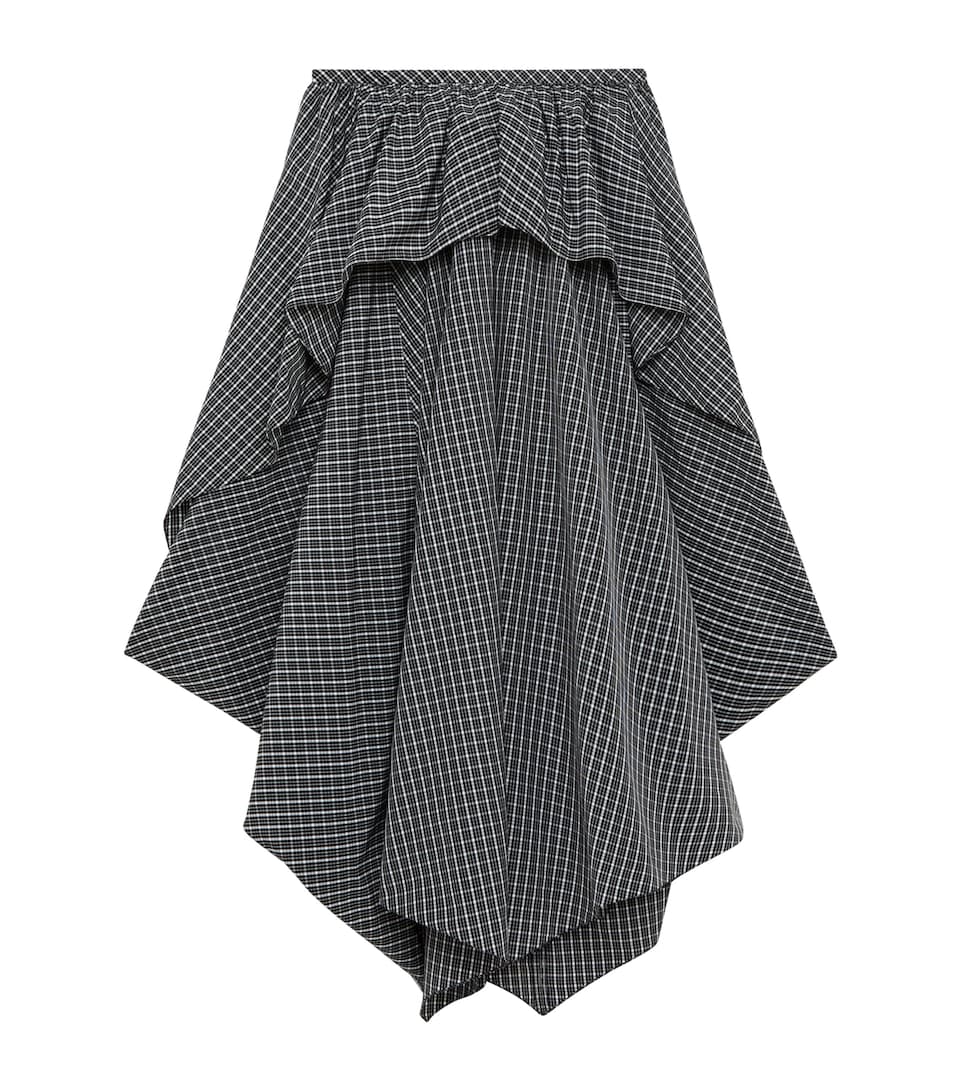 LOEWE Womens Draped Check Midi Skirt Black/white