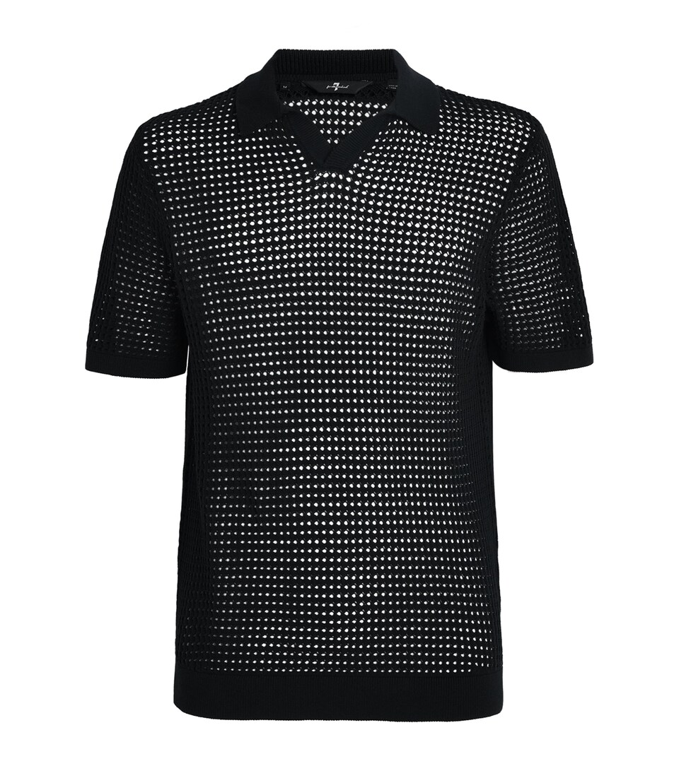 Cotton Crochet Polo Shirt