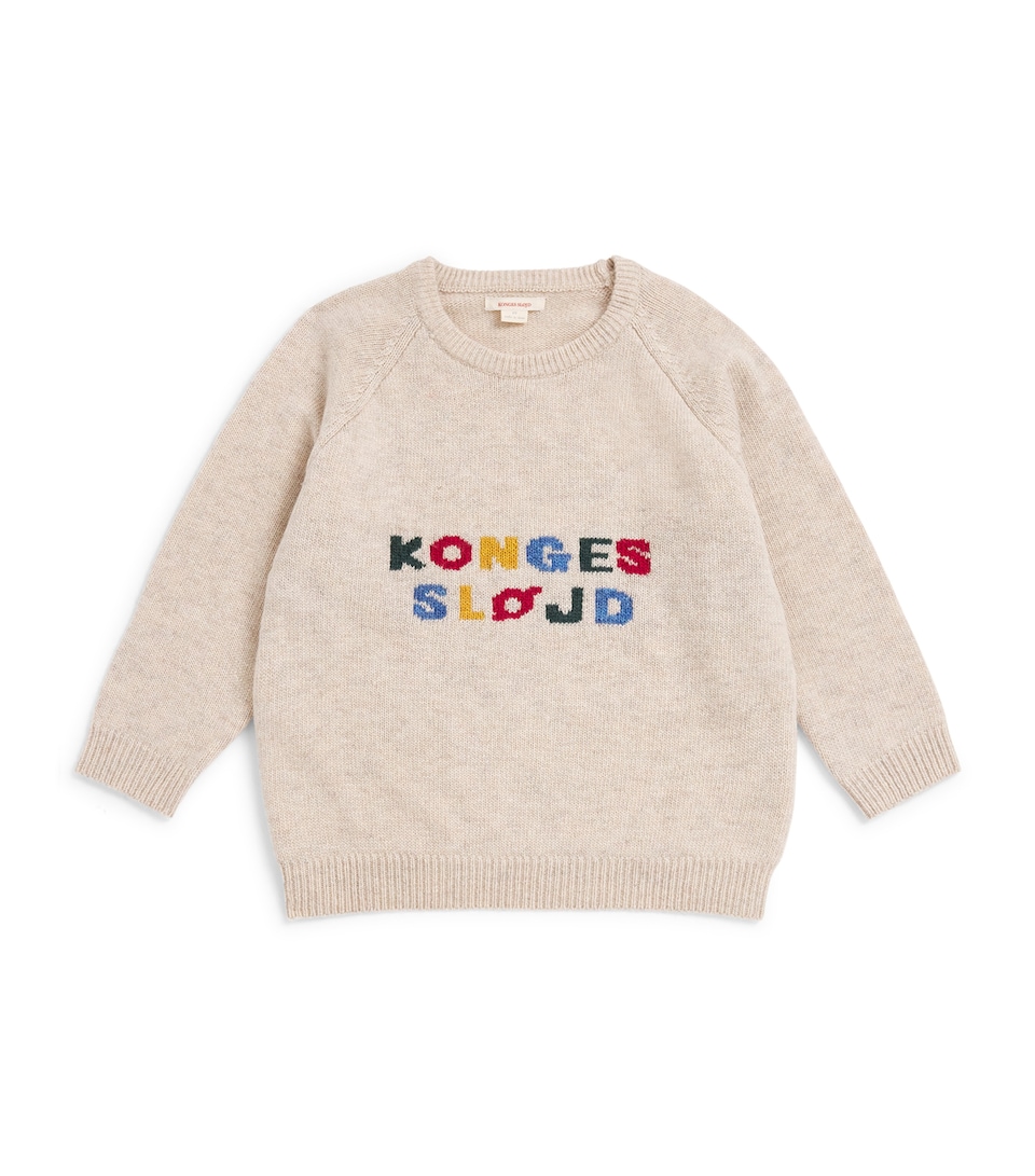 KONGES SLOJD Wool-Blend Logo Billi Sweater (9 Months-10 Years) White