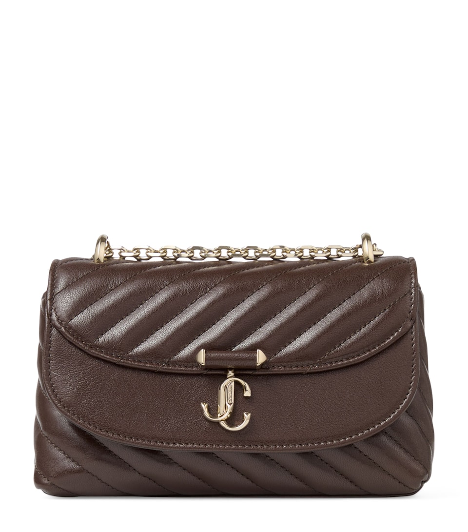 Jimmy Choo Leather Curve Cross-Body Bag Chocolate/shiny Gold