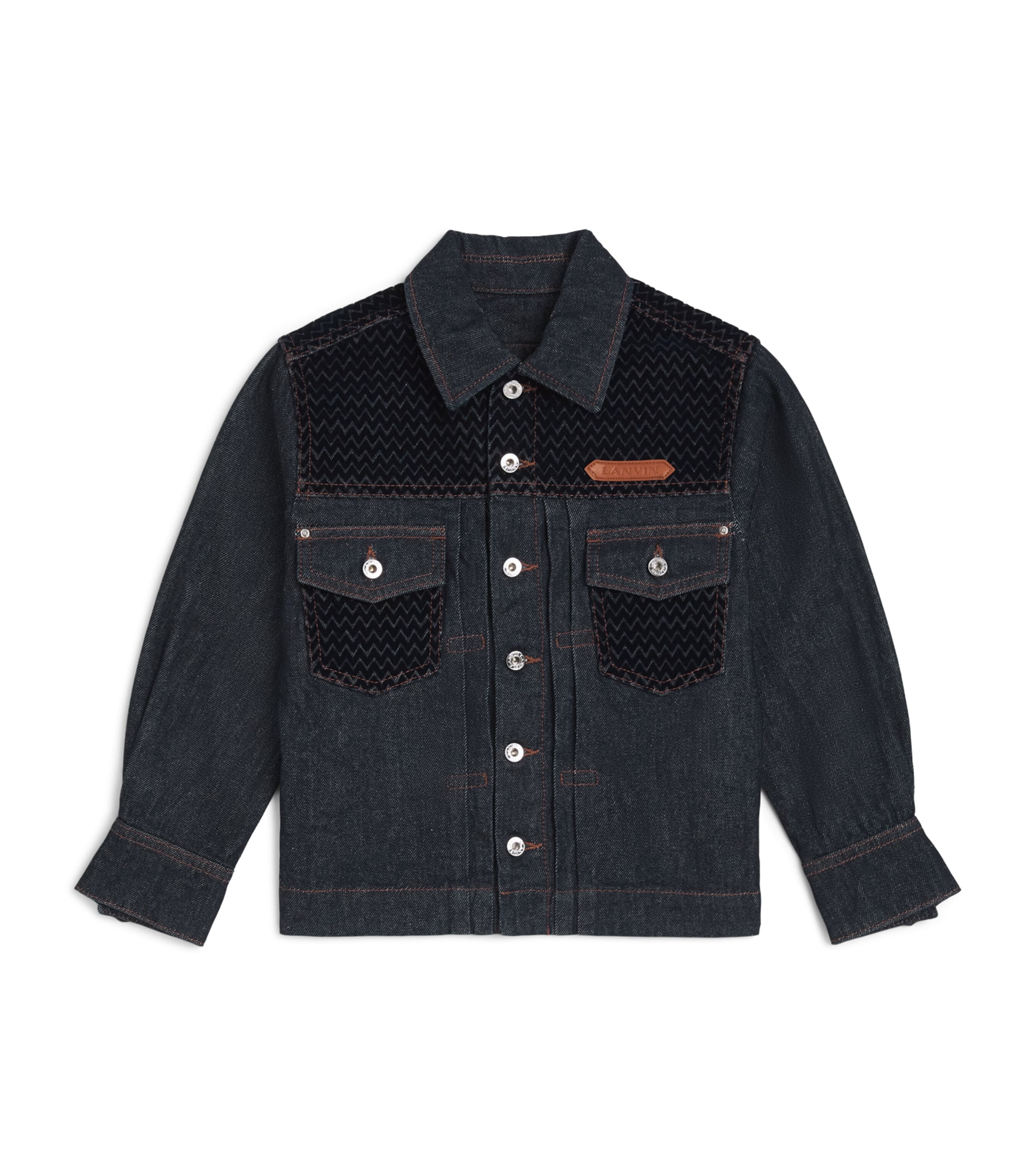 LANVIN Enfant Chevron-Trim Denim Jacket (4-16 Years) Denim Ind Blu