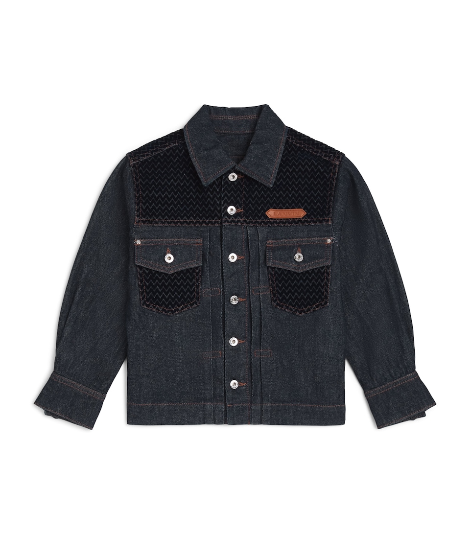LANVIN Enfant Chevron-Trim Denim Jacket (4-16 Years) Denim Ind Blu