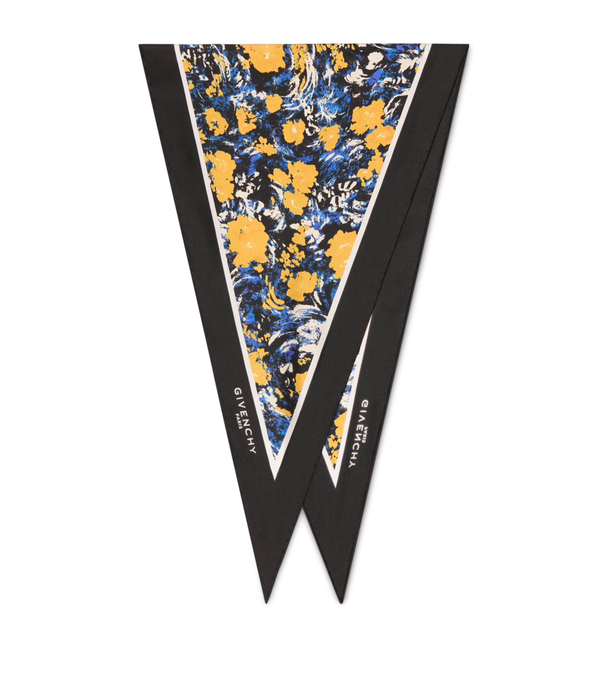 Silk Floral Print Diamond Scarf