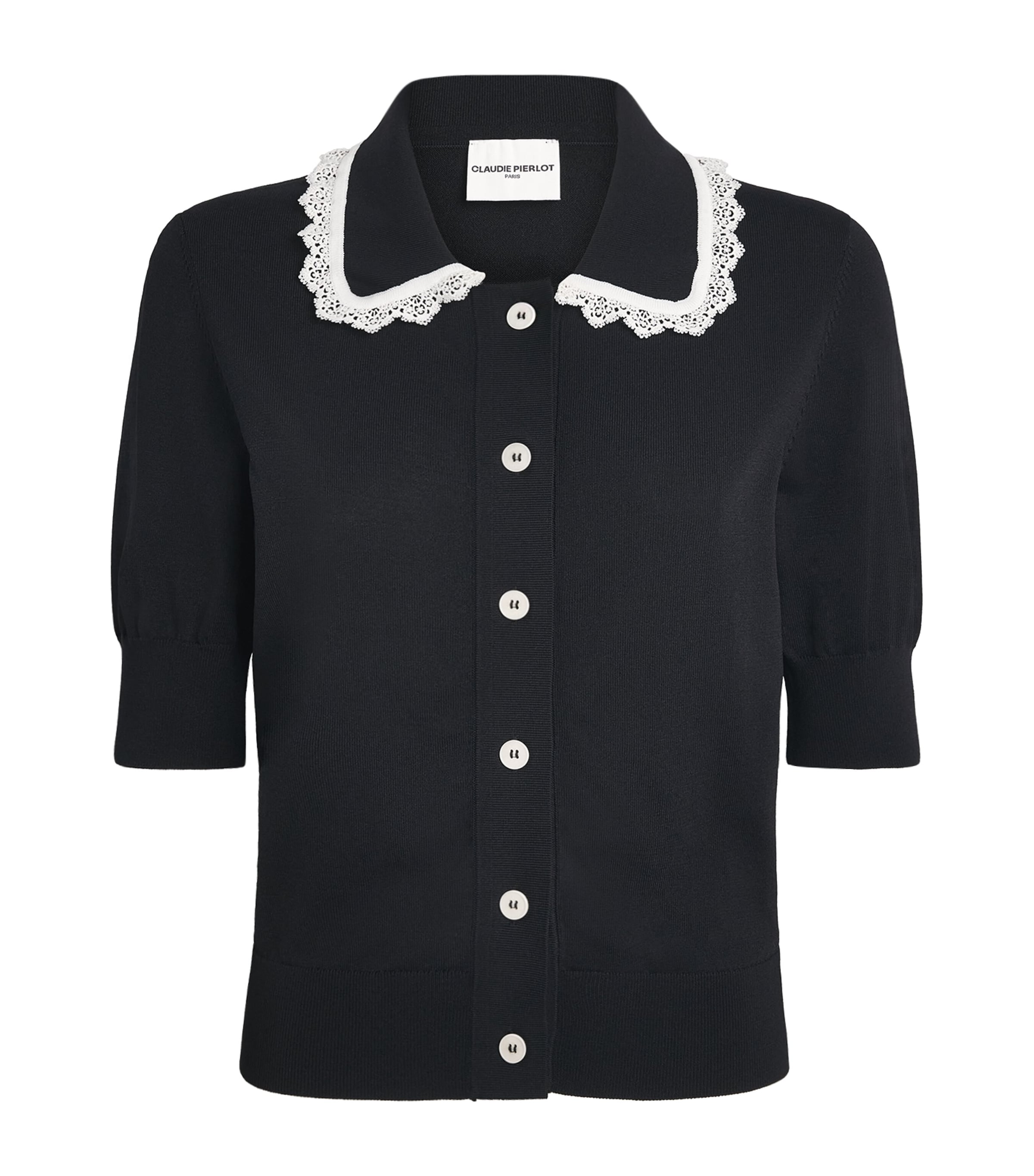 Claudie Pierlot Womens Lace-Collar Cardigan Dual Color
