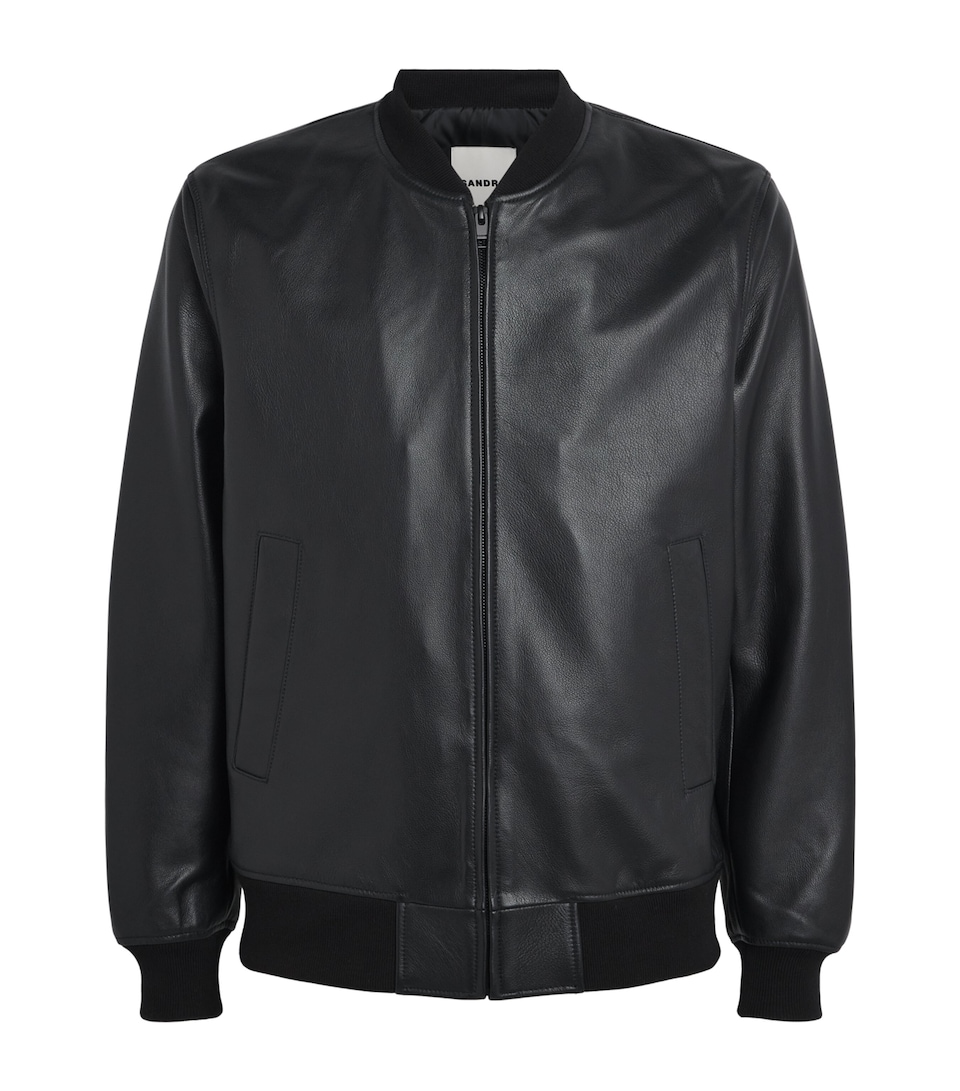 Sandro Paris Mens Leather Bomber Jacket Black
