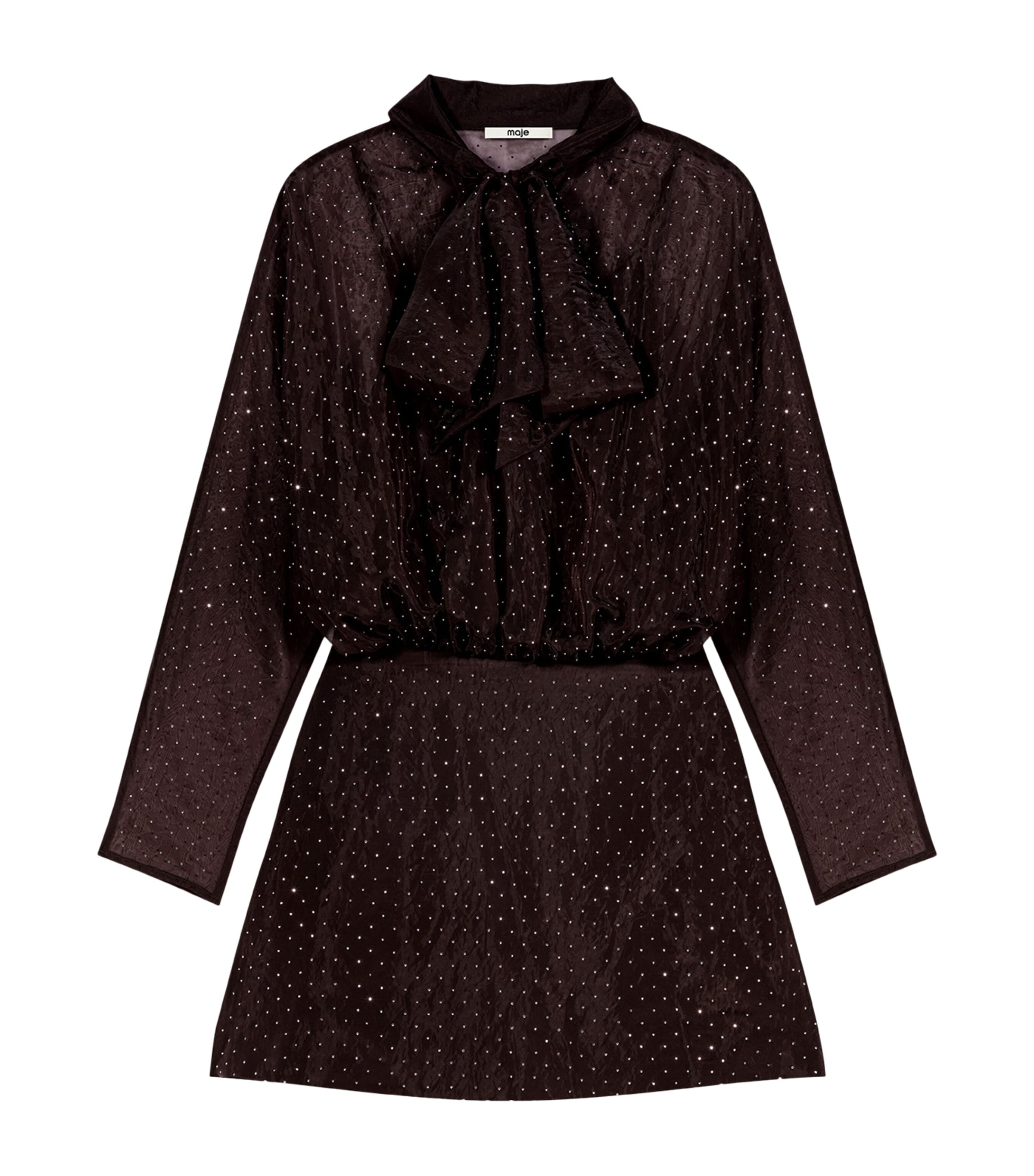 Maje Womens Embellished Mini Dress Dark Brown