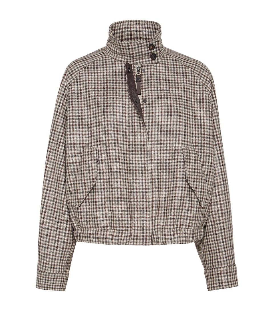 Virgin Wool Check Bomber Jacket
